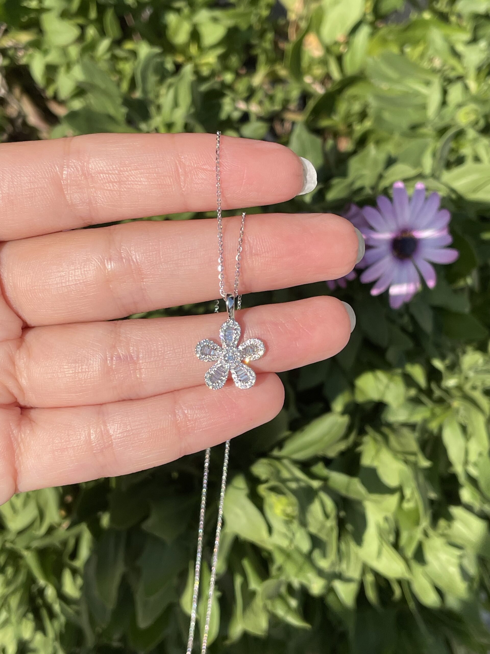 14k White Gold .41 Cttw Genuine Diamond Flower Pendant - Image 11