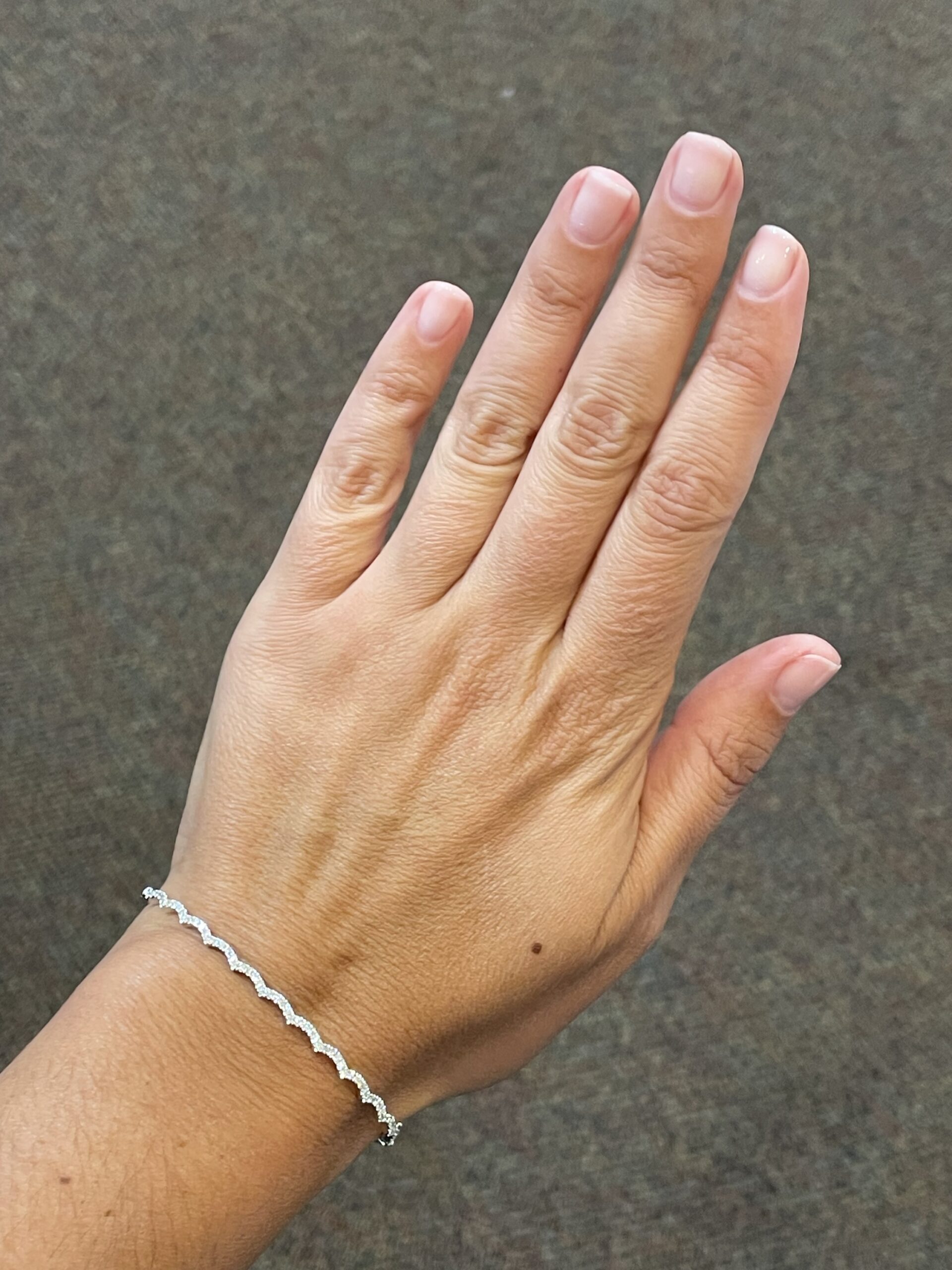 14k White Gold .48 Cttw Genuine Round Brilliant Cut Diamond Wavy Bangle Bracelet - Image 7