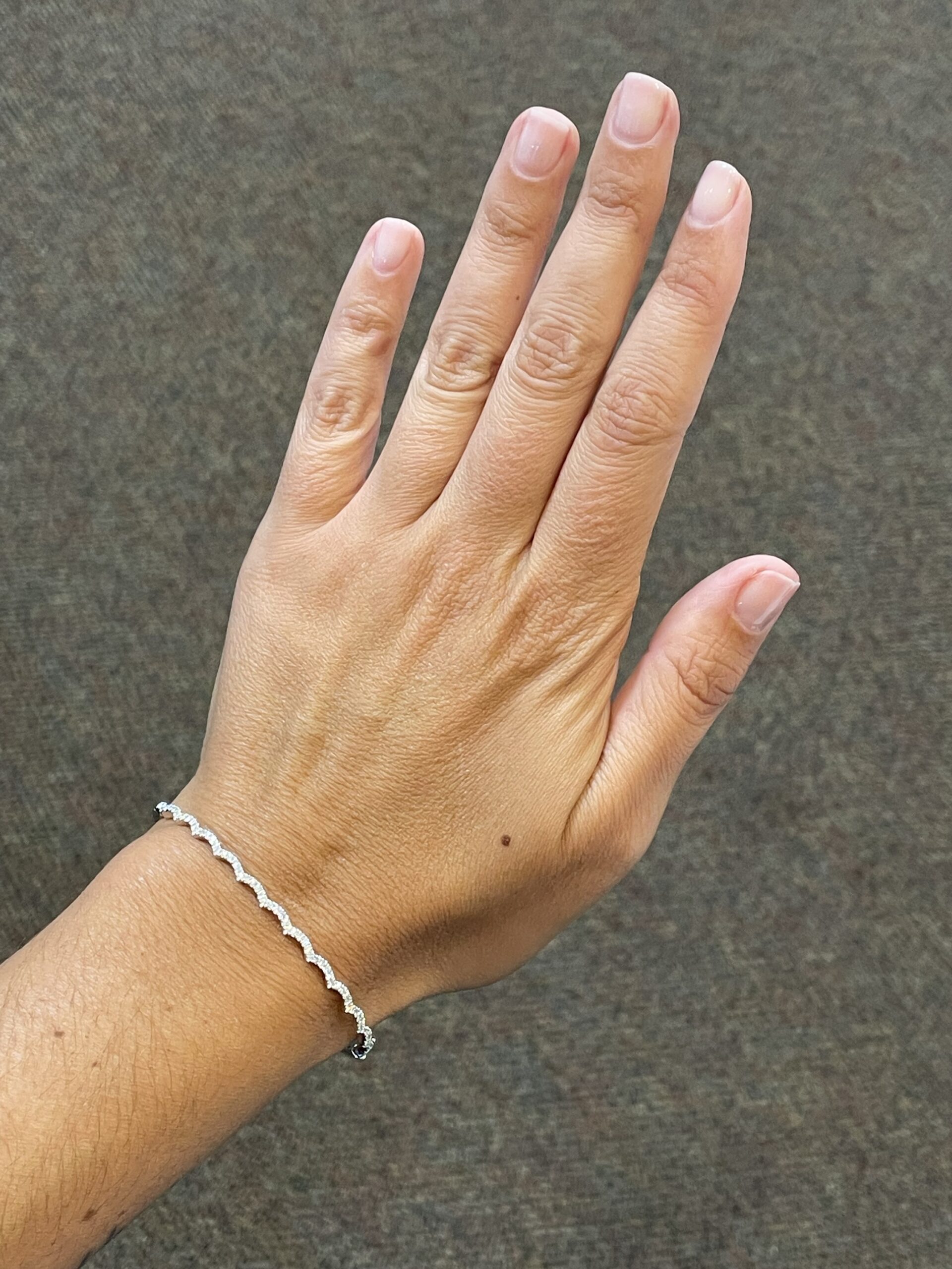 14k White Gold .48 Cttw Genuine Round Brilliant Cut Diamond Wavy Bangle Bracelet - Image 14