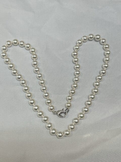 Cultured 6.5-7 MM Akoya Pearl Strand with 14k White Gold Diamond Clasp