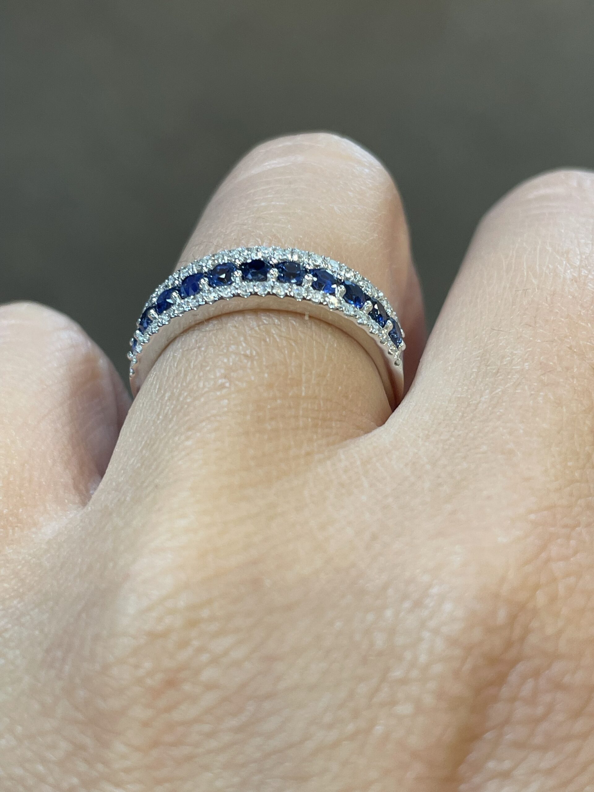 14k White Gold Genuine .72 Cttw Sapphire & .22 Cttw Diamond Wide Band Ring - Image 8