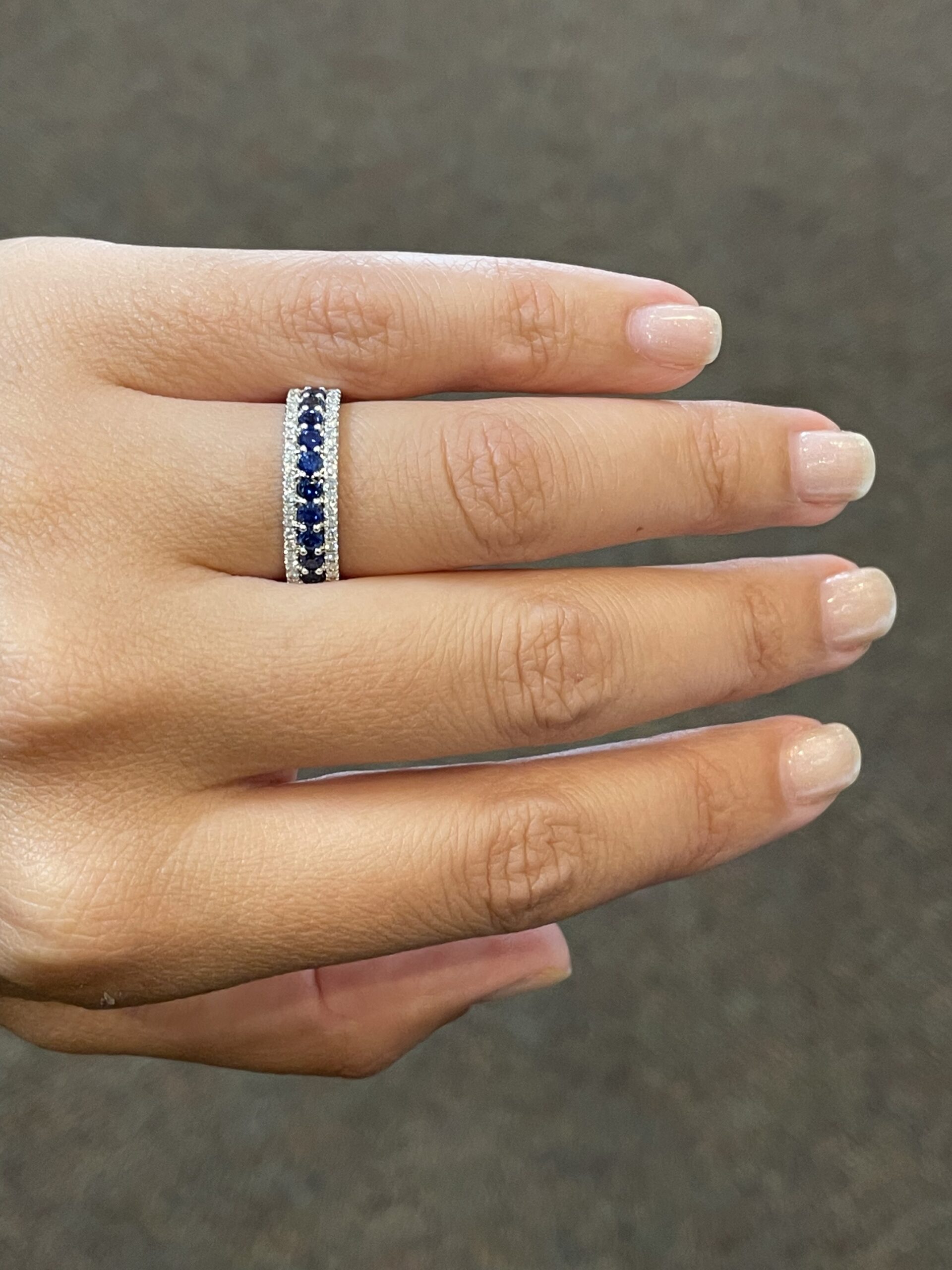 14k White Gold Genuine .72 Cttw Sapphire & .22 Cttw Diamond Wide Band Ring - Image 10