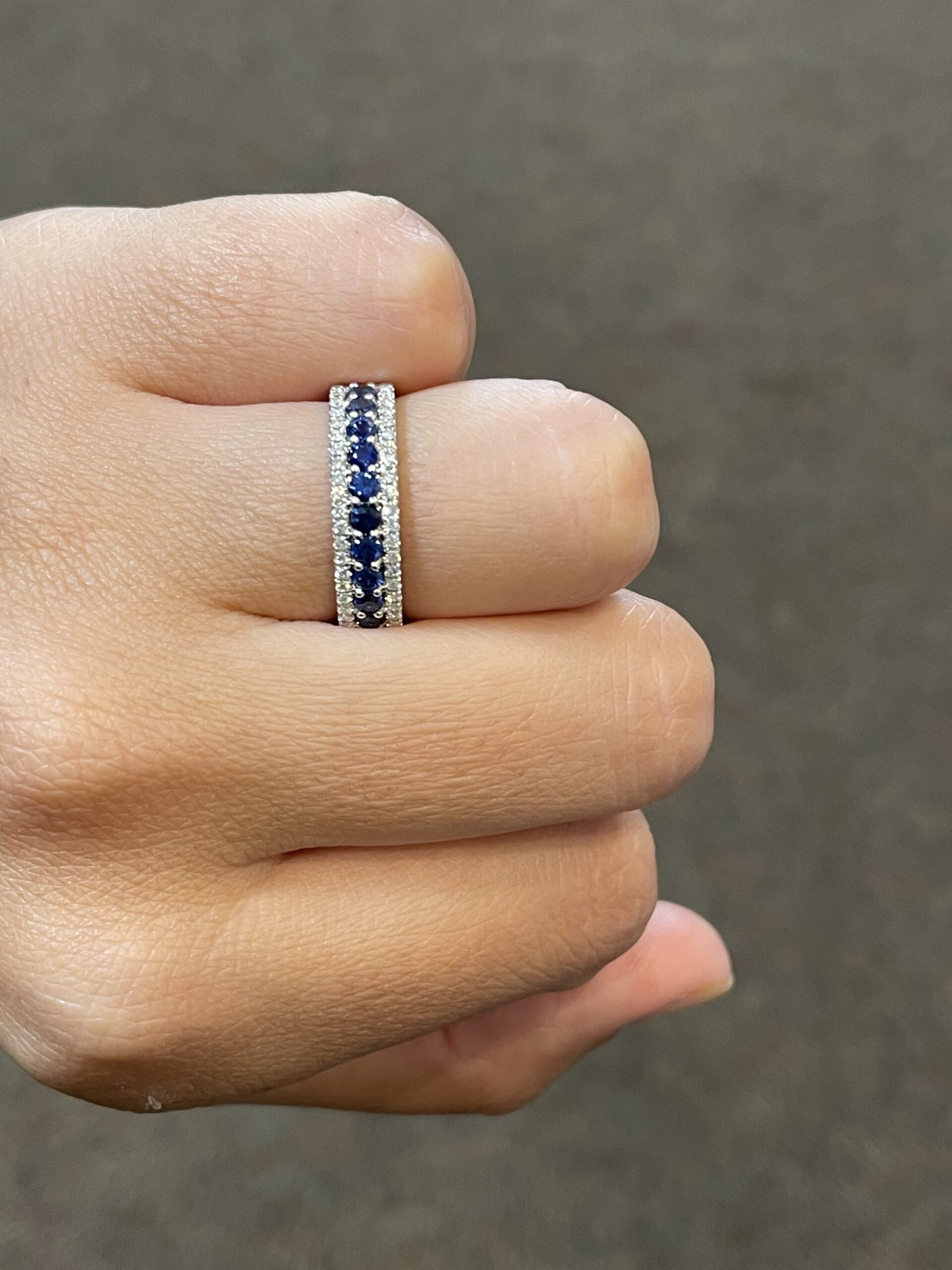 14k White Gold Genuine .72 Cttw Sapphire & .22 Cttw Diamond Wide Band Ring - Image 11