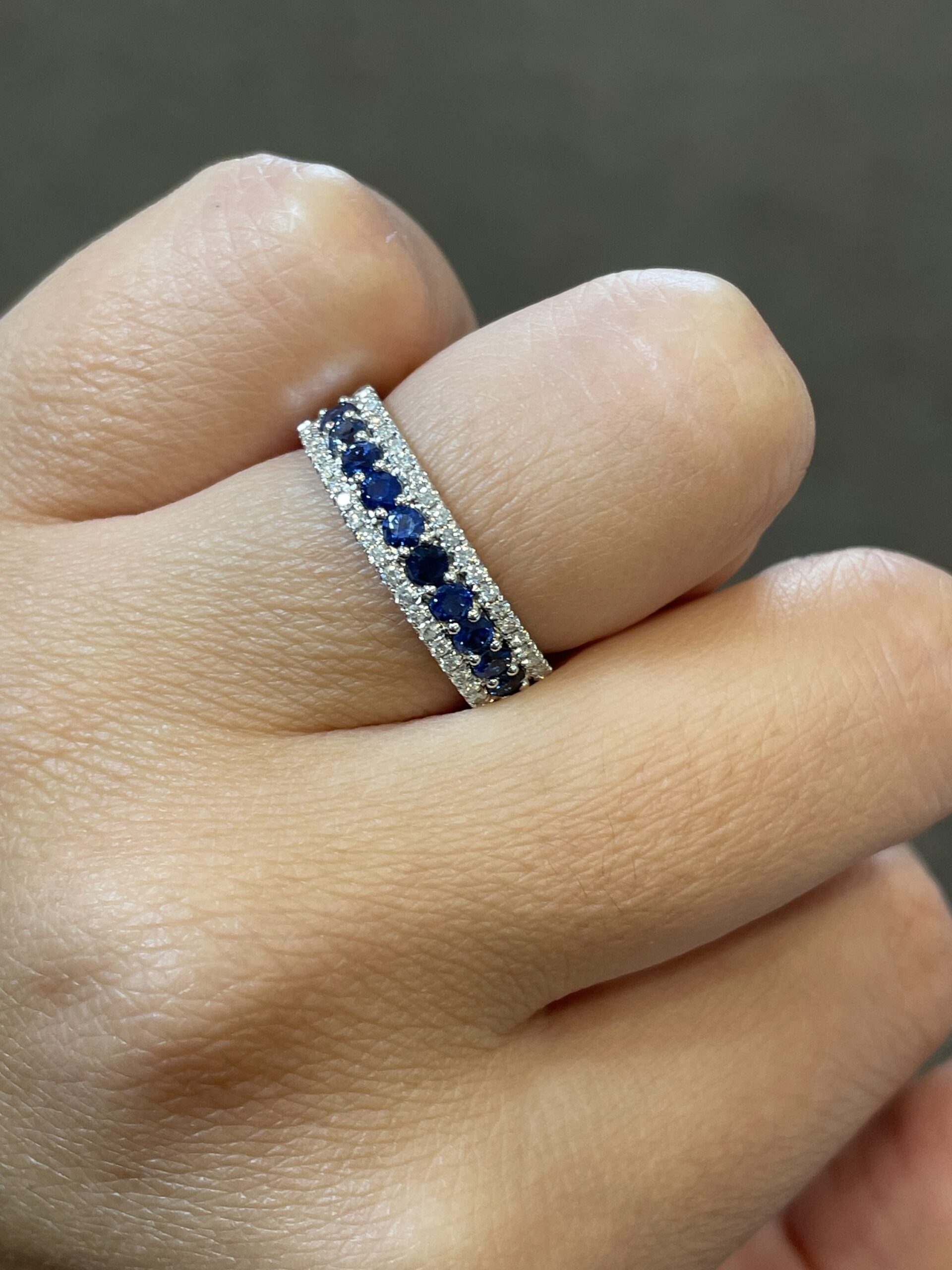 14k White Gold Genuine .72 Cttw Sapphire & .22 Cttw Diamond Wide Band Ring - Image 13
