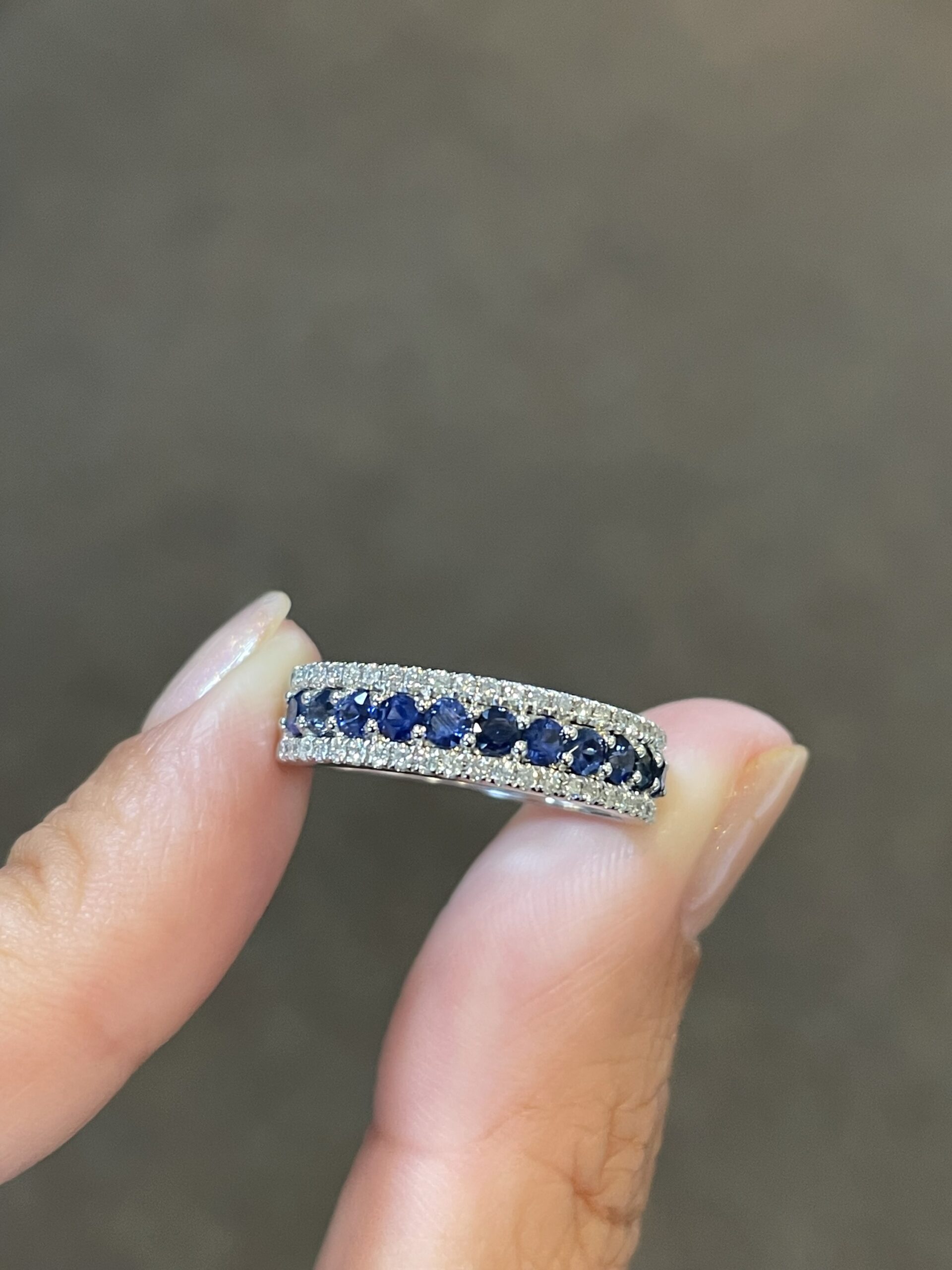 14k White Gold Genuine .72 Cttw Sapphire & .22 Cttw Diamond Wide Band Ring - Image 14