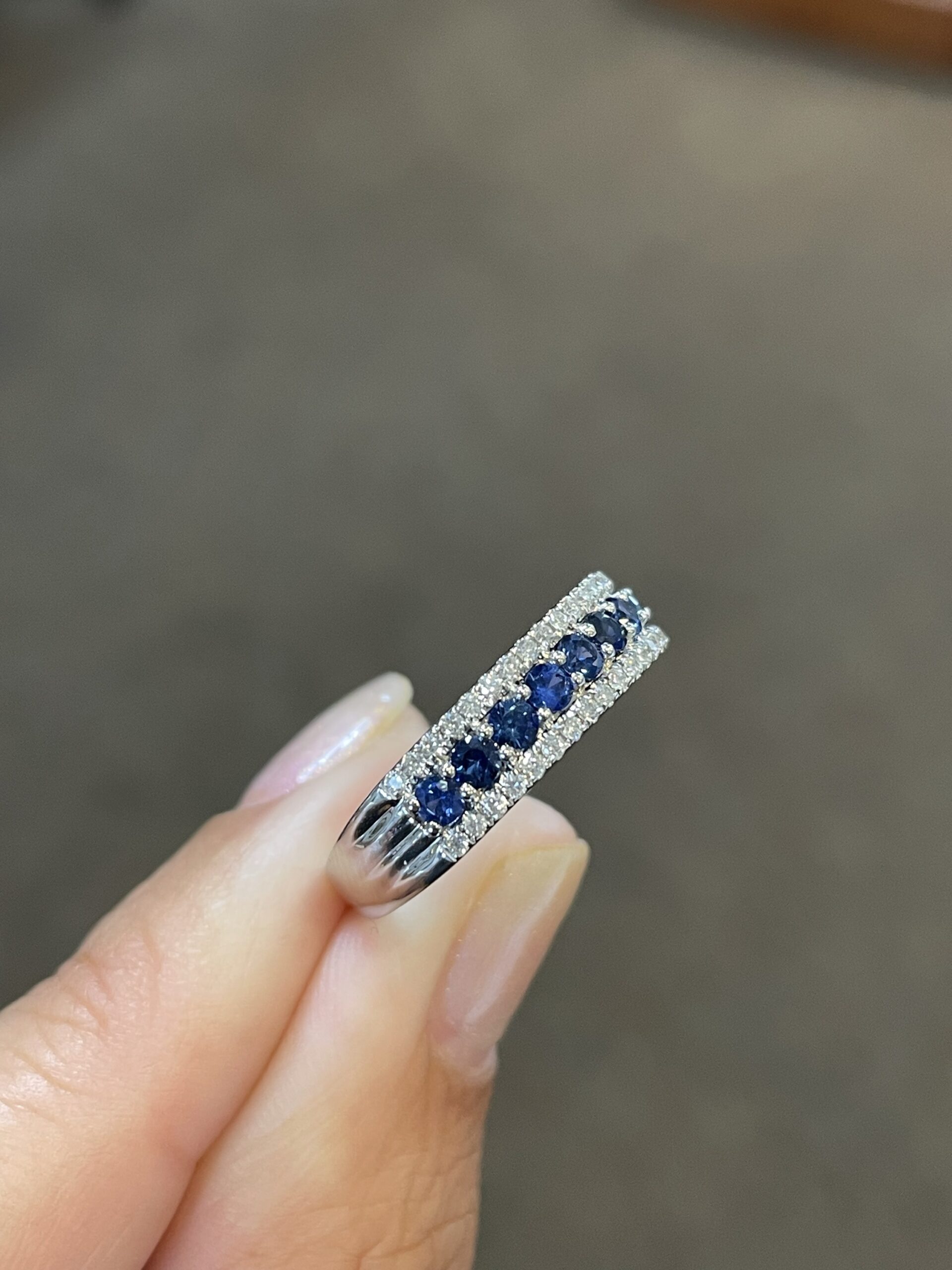 14k White Gold Genuine .72 Cttw Sapphire & .22 Cttw Diamond Wide Band Ring - Image 15