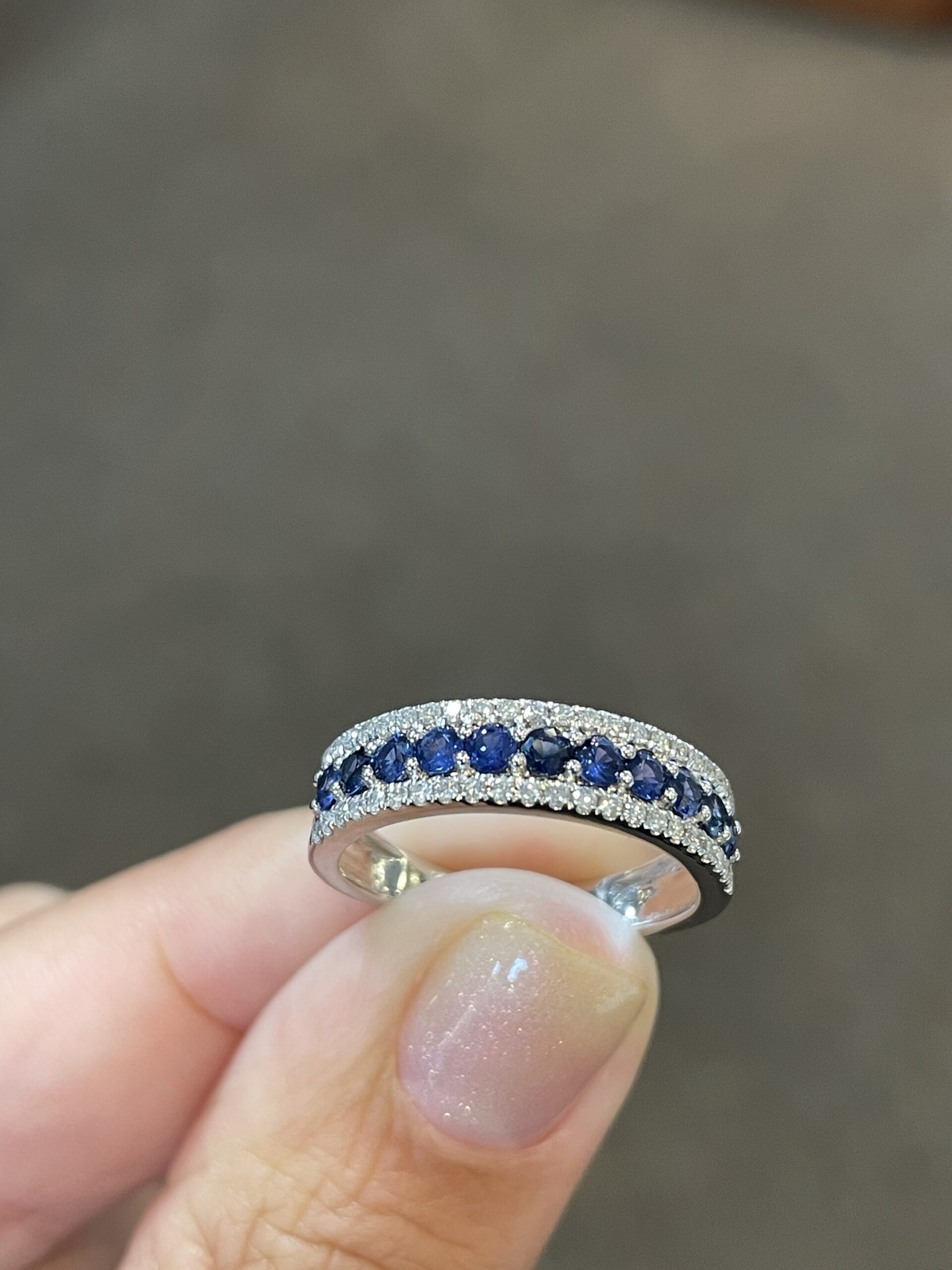 14k White Gold Genuine .72 Cttw Sapphire & .22 Cttw Diamond Wide Band Ring - Image 18