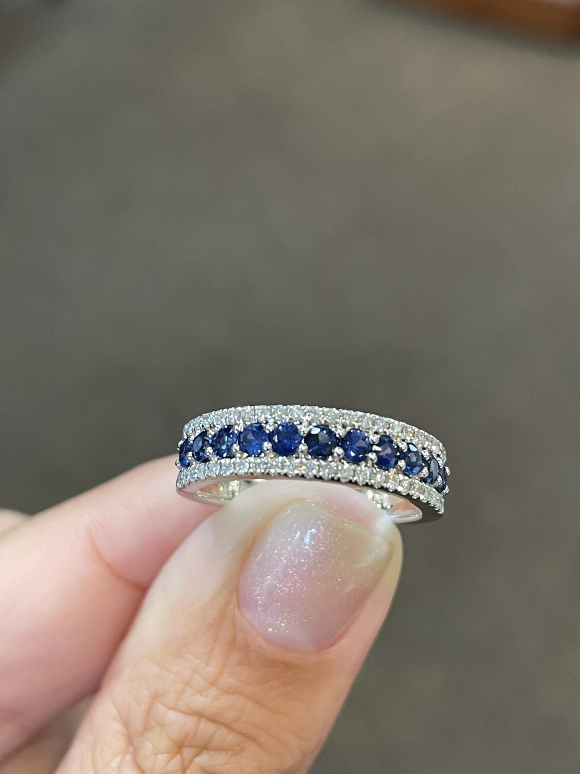 14k White Gold Genuine .72 Cttw Sapphire & .22 Cttw Diamond Wide Band Ring - Image 17