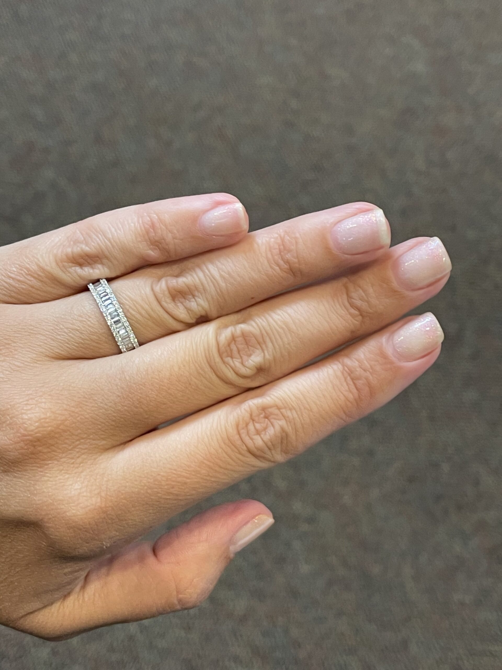 18k White Gold .60 Cttw Genuine Round Brilliant Cut Diamond & Diamond Baguette Band - Image 9