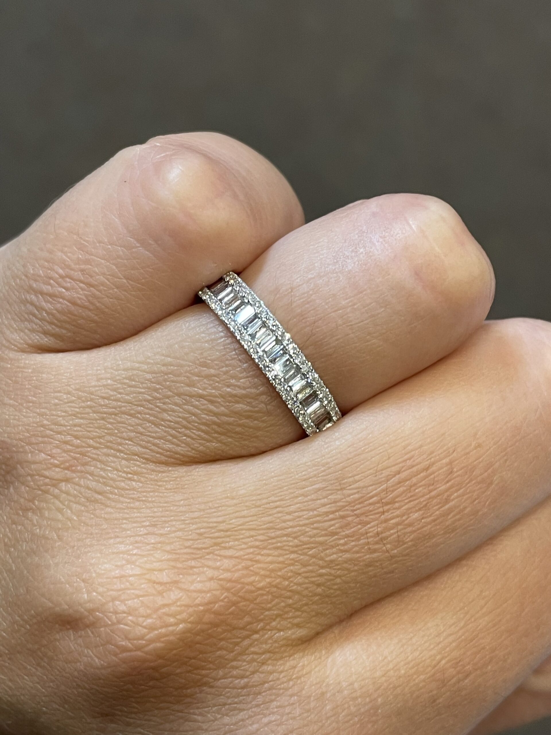 18k White Gold .60 Cttw Genuine Round Brilliant Cut Diamond & Diamond Baguette Band - Image 12