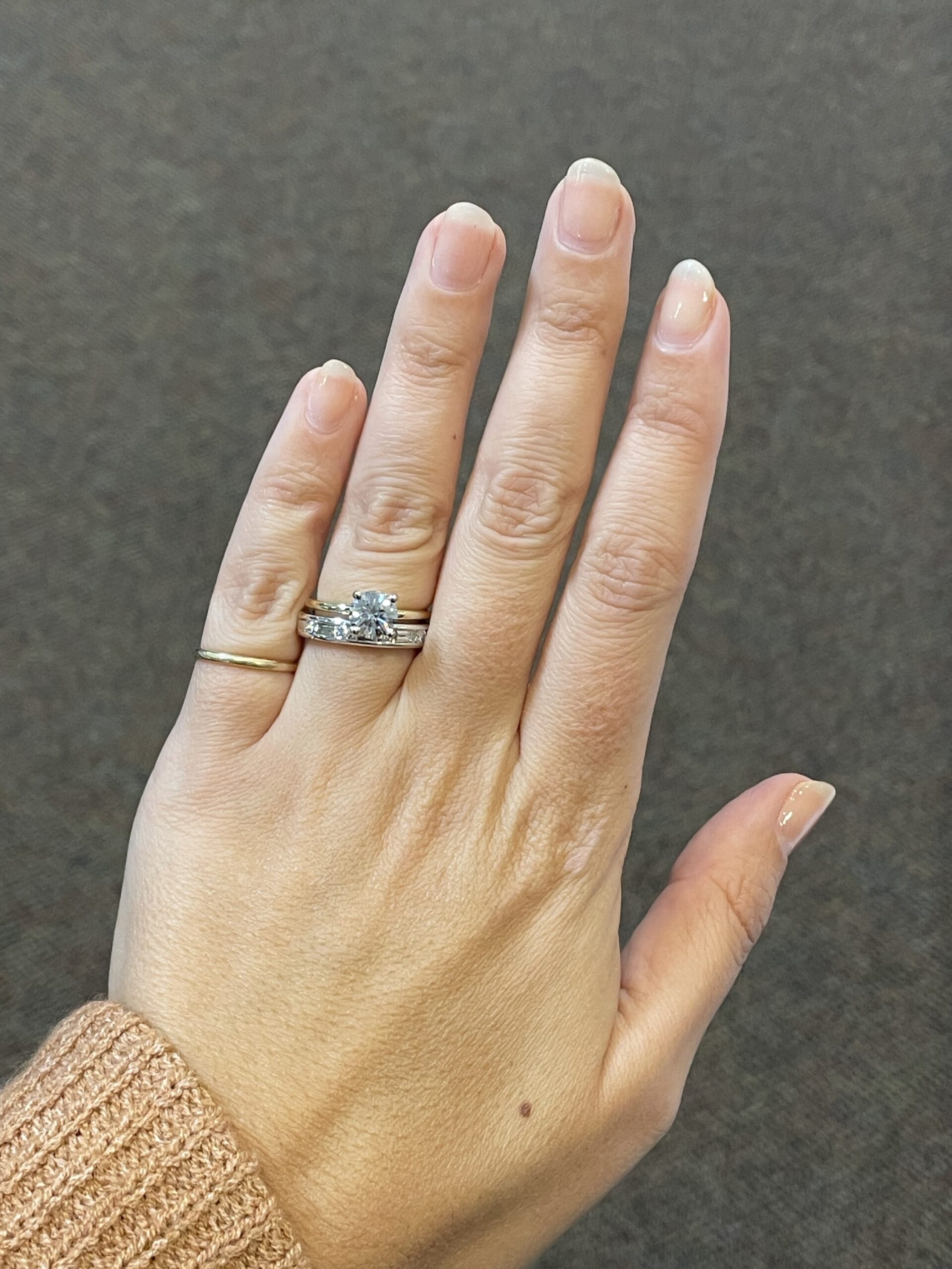 14k White Gold Channel Set .65 Cttw Round Brilliant Cut Diamond & Diamond Baguette Band - Image 10