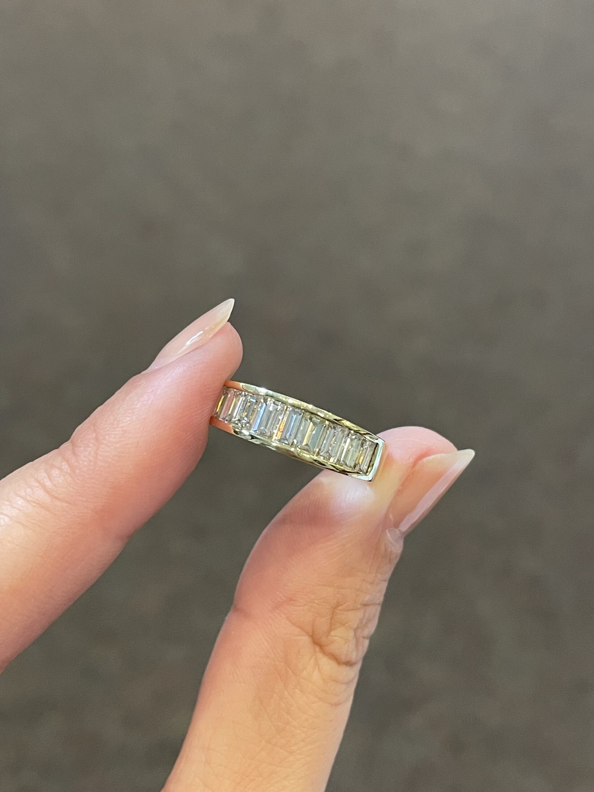 18k Yellow Gold Channel Set 1 Cttw Emerald Cut Diamond Band - Image 2