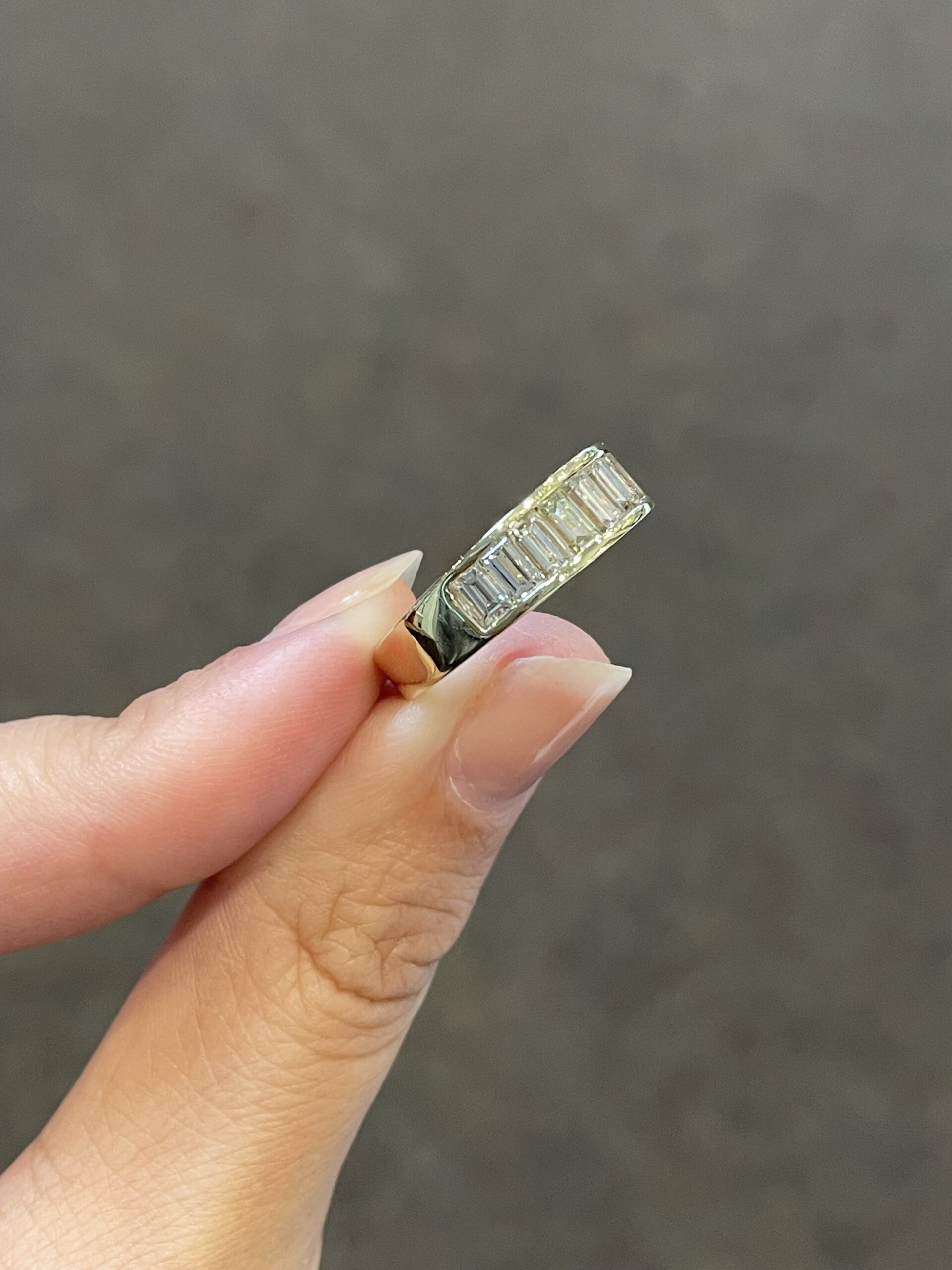 18k Yellow Gold Channel Set 1 Cttw Emerald Cut Diamond Band - Image 3