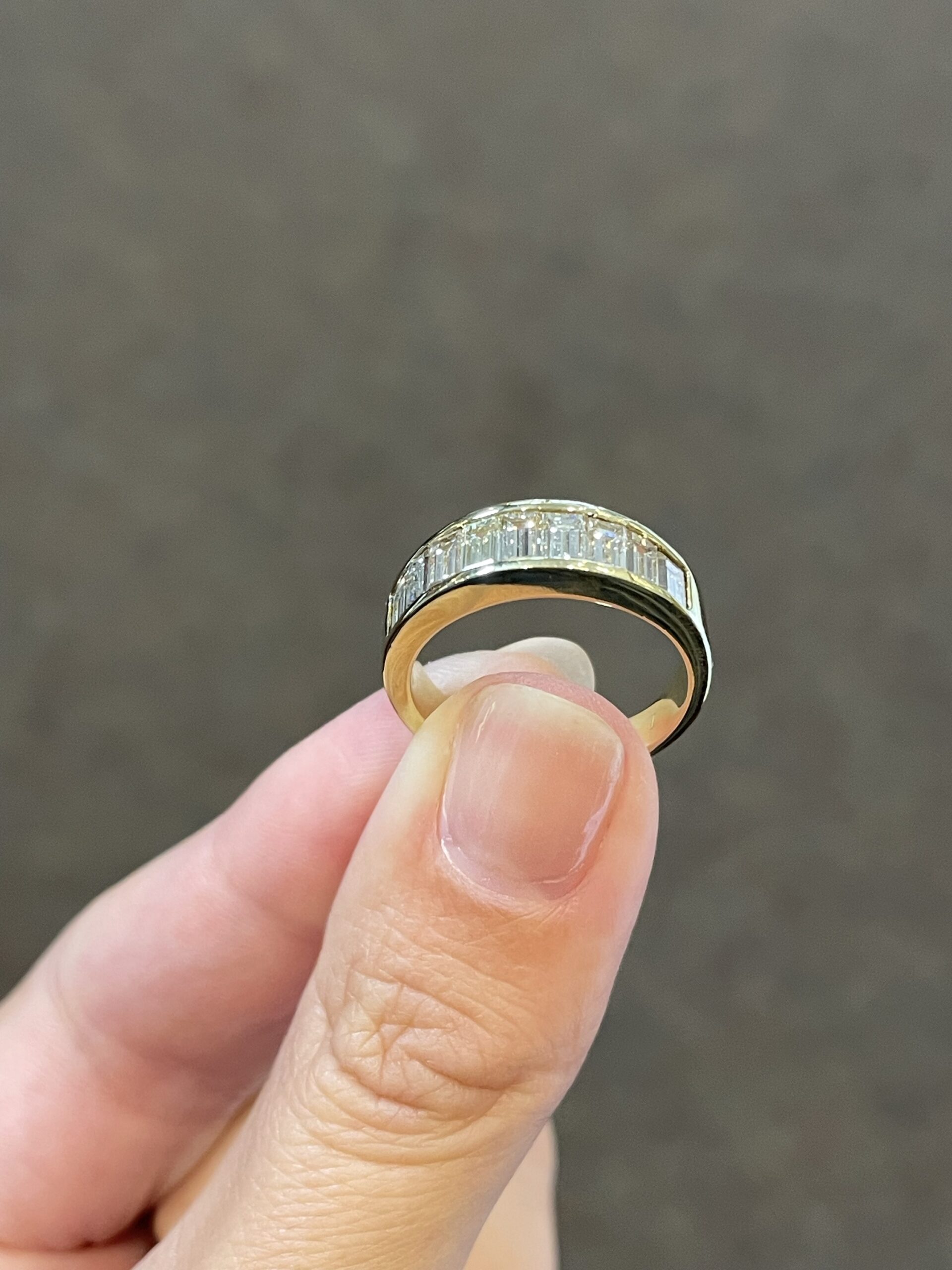 18k Yellow Gold Channel Set 1 Cttw Emerald Cut Diamond Band - Image 14