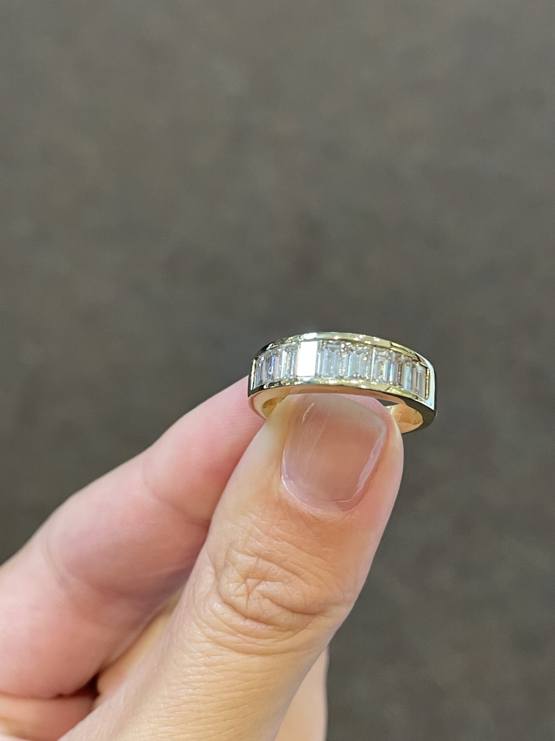 18k Yellow Gold Channel Set 1 Cttw Emerald Cut Diamond Band - Image 4