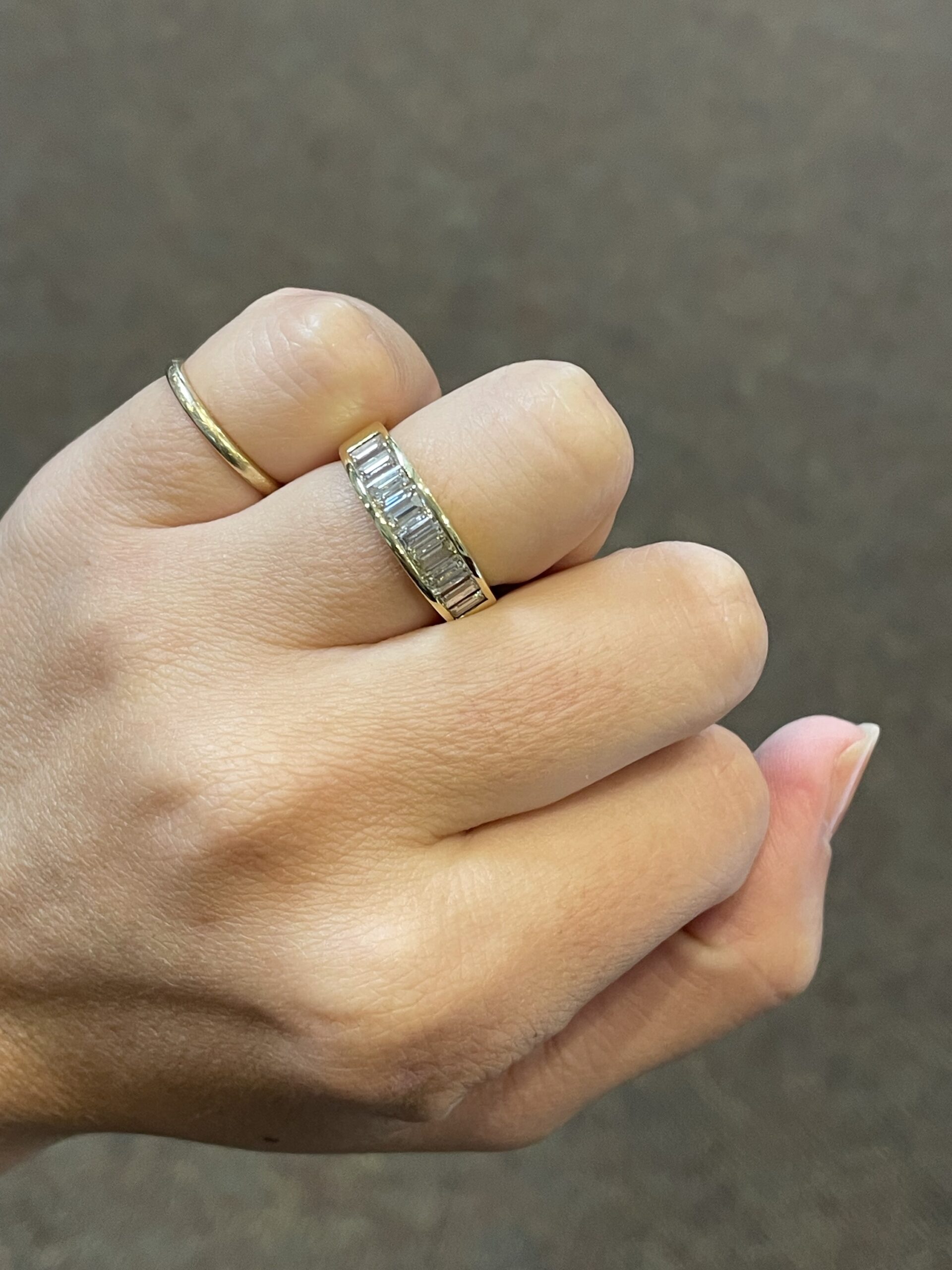 18k Yellow Gold Channel Set 1 Cttw Emerald Cut Diamond Band - Image 6