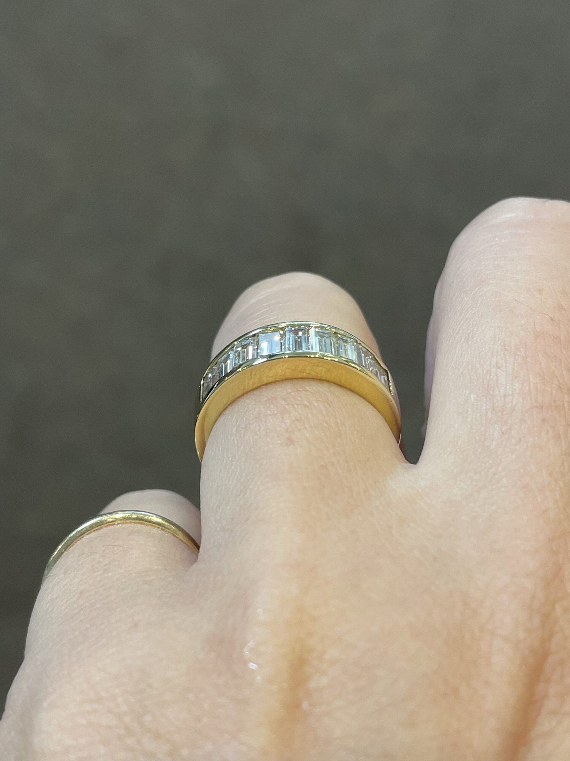 18k Yellow Gold Channel Set 1 Cttw Emerald Cut Diamond Band - Image 15