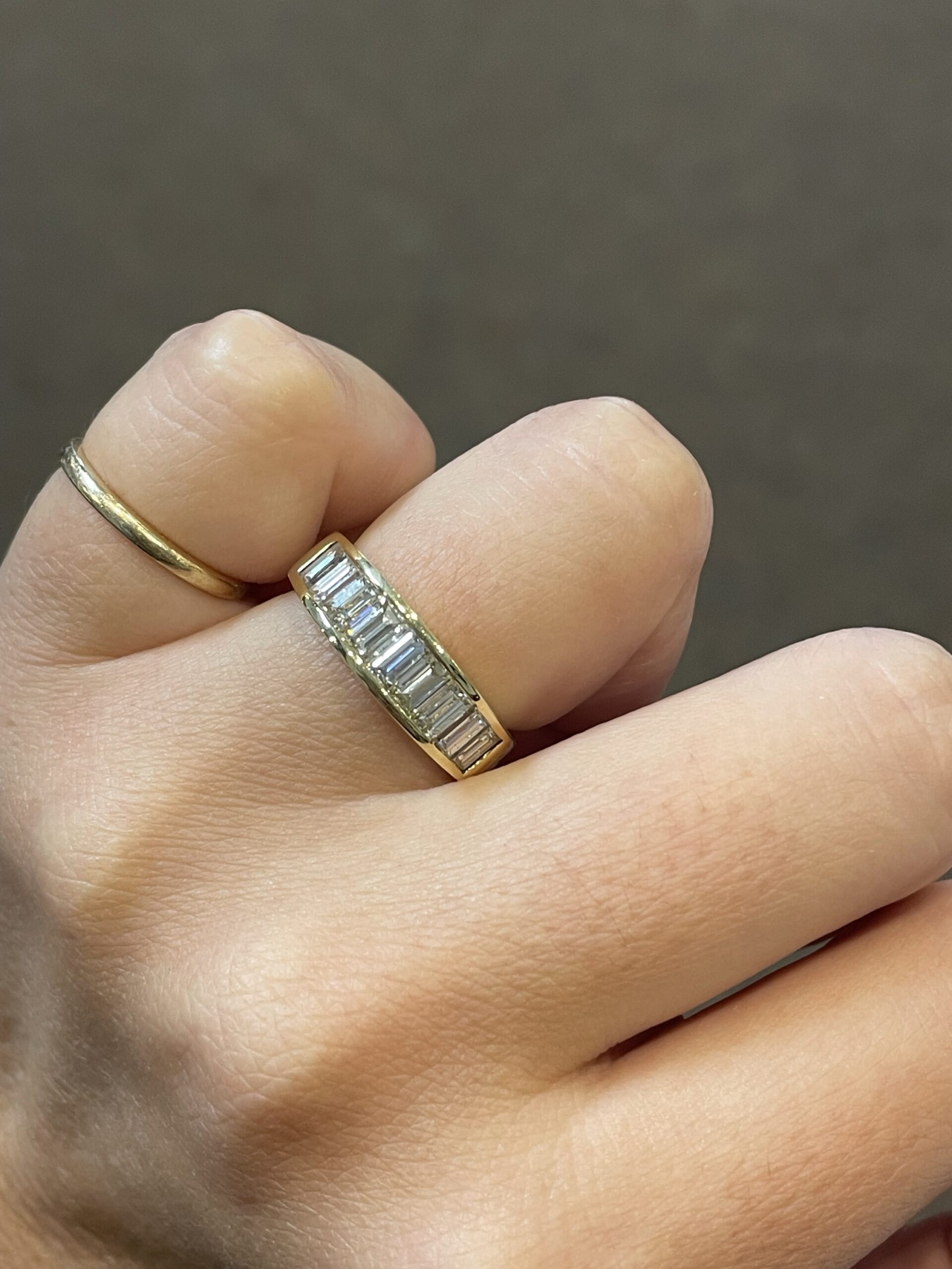 18k Yellow Gold Channel Set 1 Cttw Emerald Cut Diamond Band - Image 13