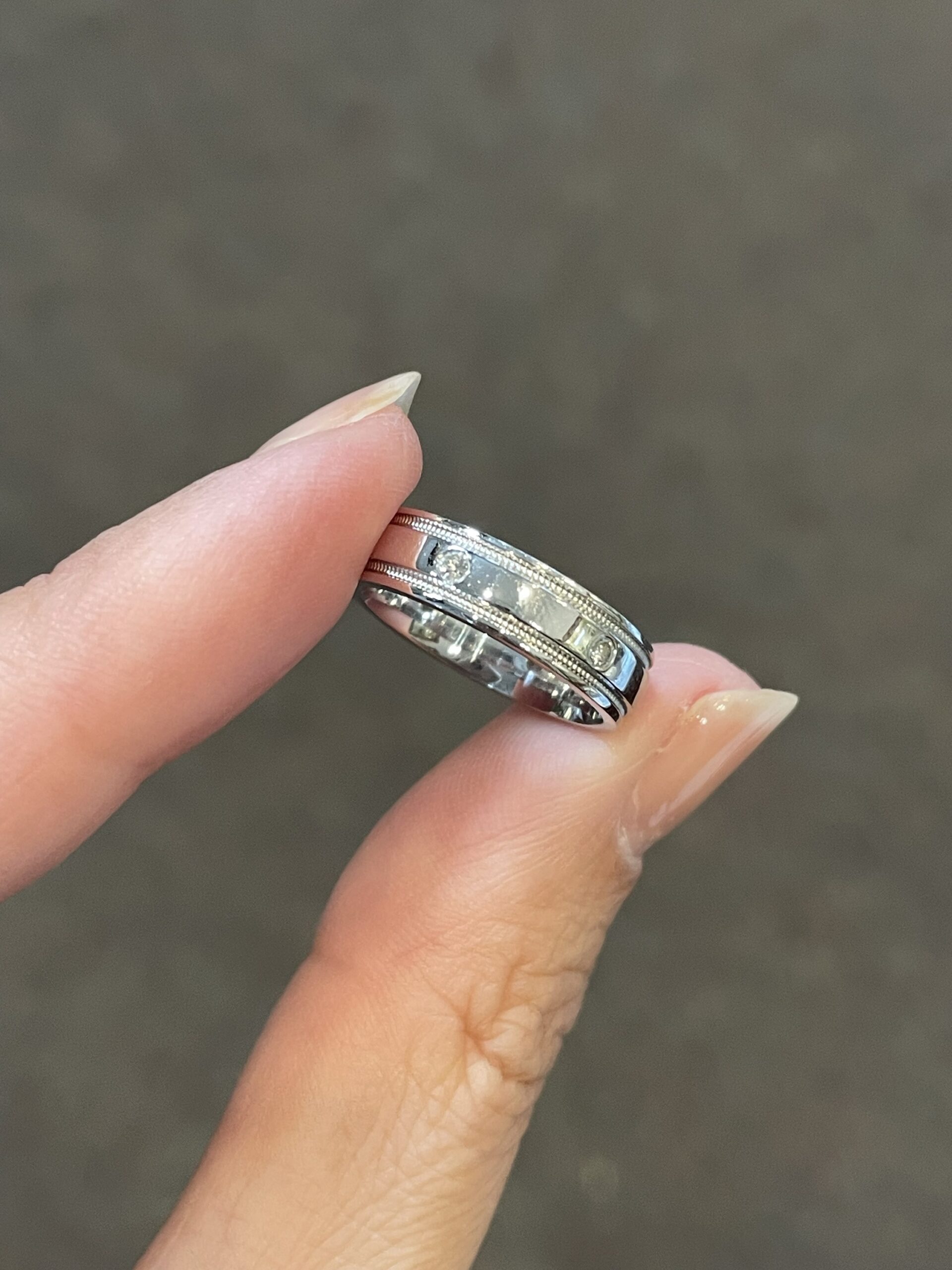 14k White Gold Burnished Set .12 Cttw Genuine Round Brilliant Cut Diamond Eternity Band - Image 3