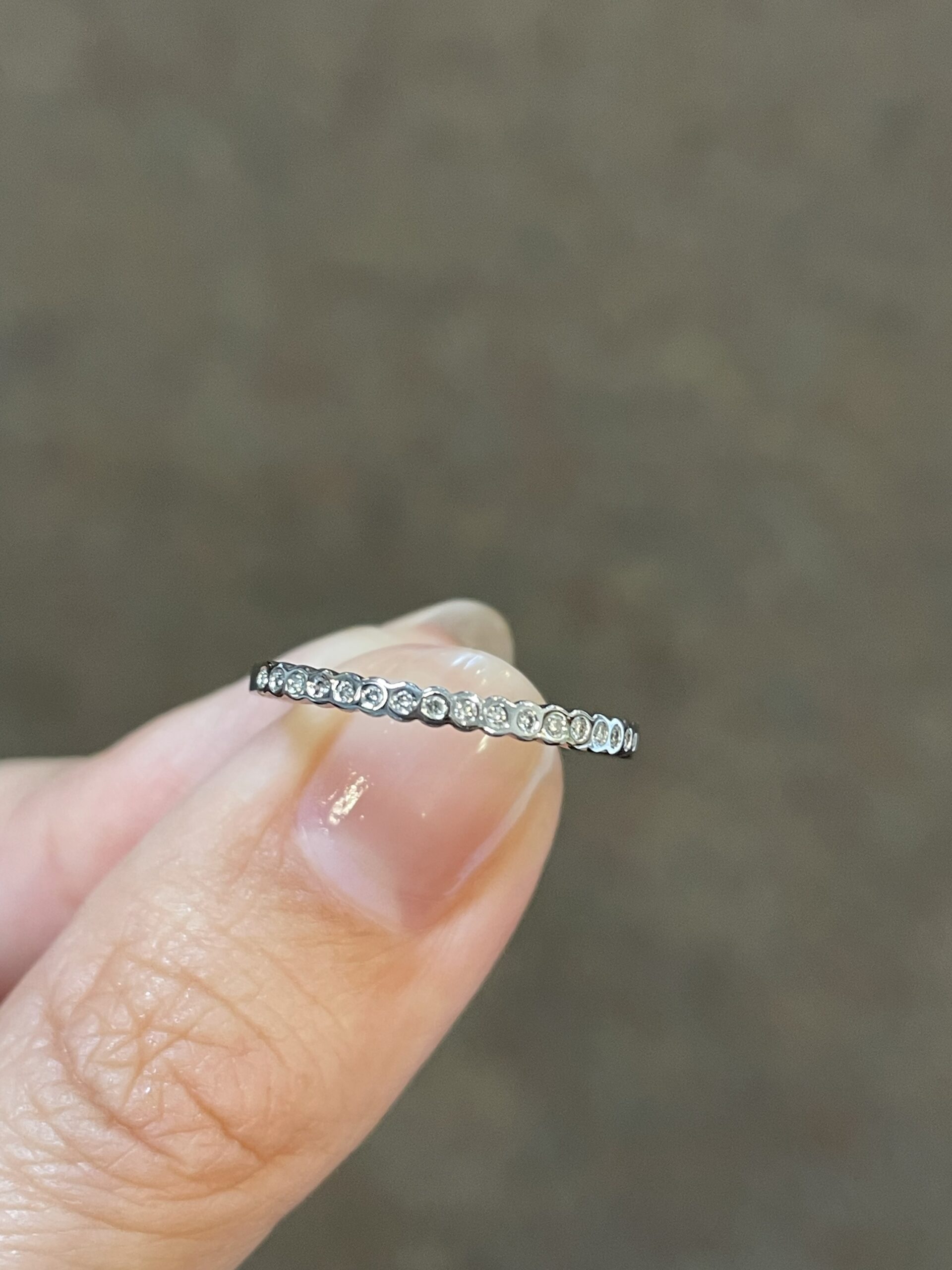 14k White Gold .13 Cttw Genuine Round Brilliant Cut Diamond Delicate Bezel Band - Image 3