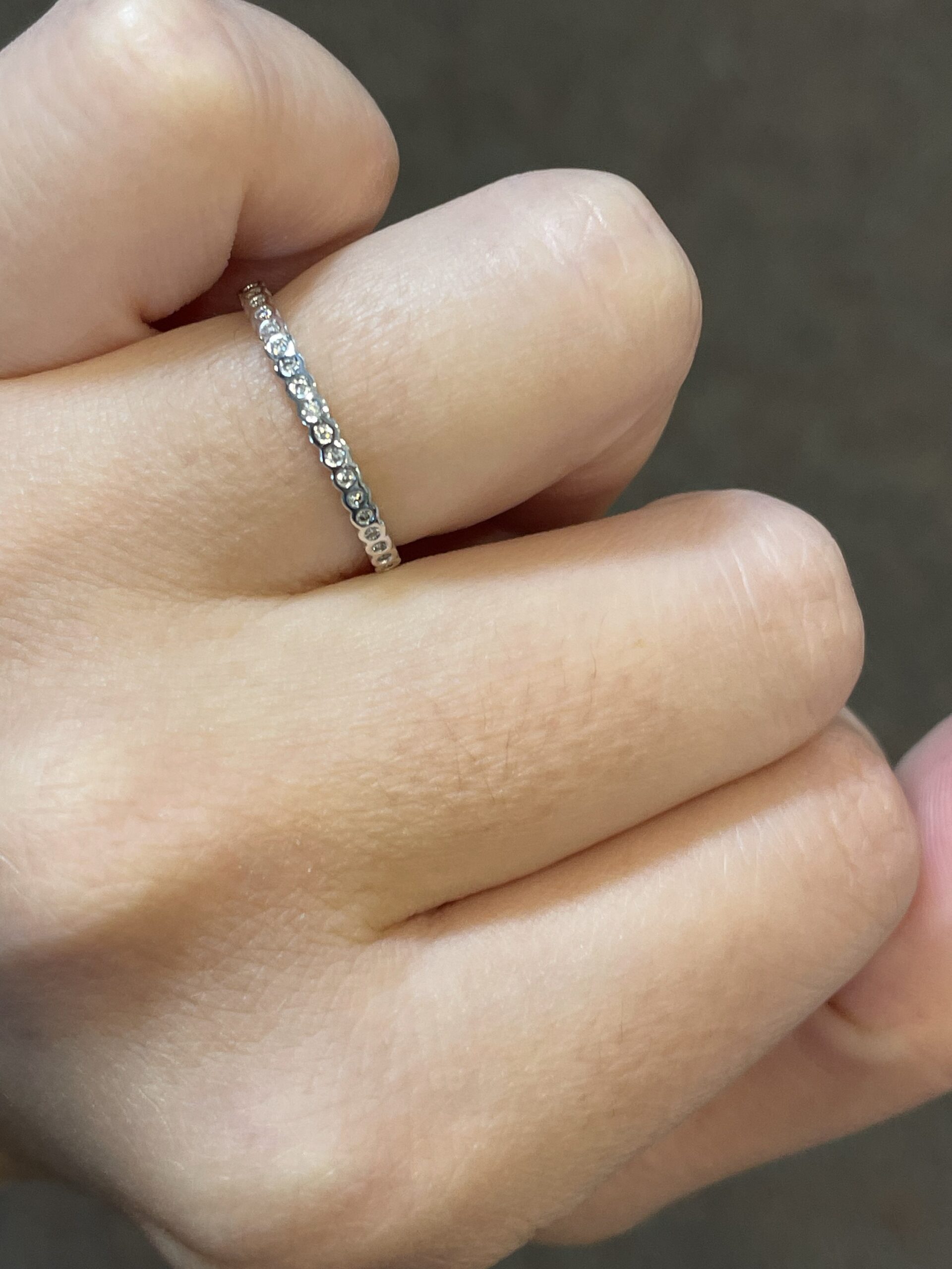 14k White Gold .13 Cttw Genuine Round Brilliant Cut Diamond Delicate Bezel Band - Image 4