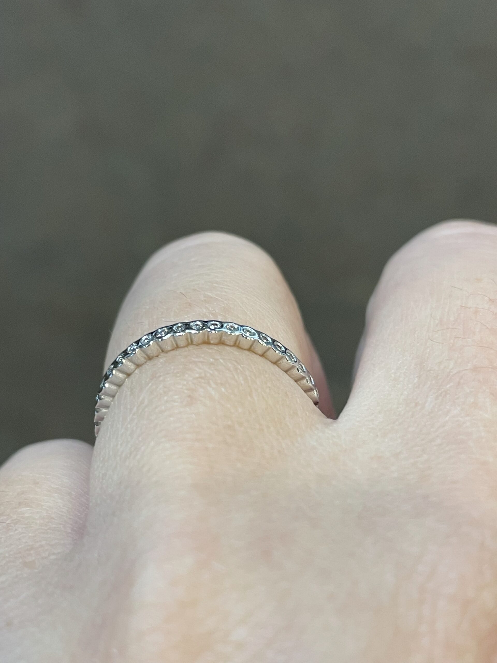 14k White Gold .13 Cttw Genuine Round Brilliant Cut Diamond Delicate Bezel Band - Image 11