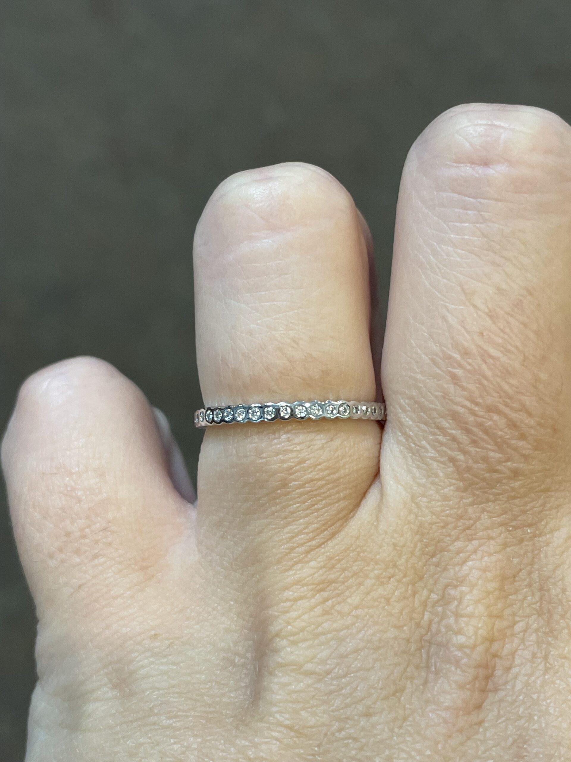 14k White Gold .13 Cttw Genuine Round Brilliant Cut Diamond Delicate Bezel Band - Image 10