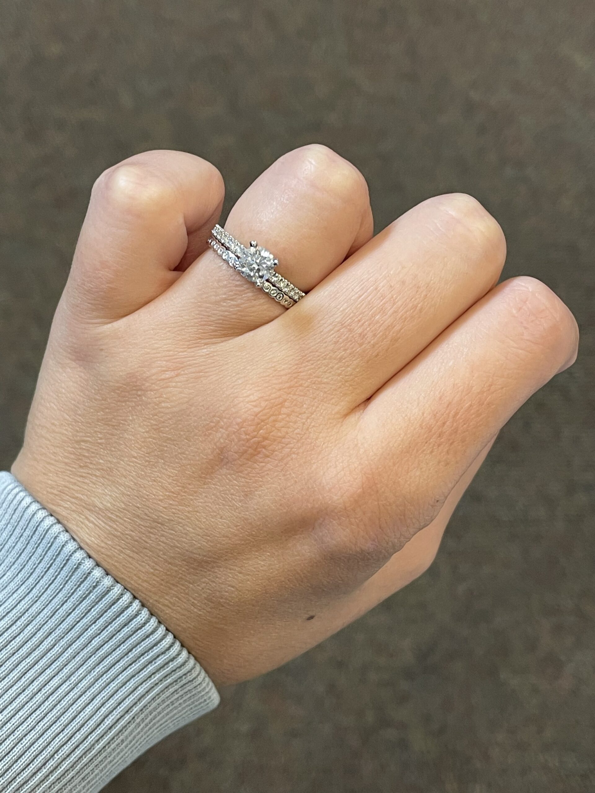 14k White Gold .13 Cttw Genuine Round Brilliant Cut Diamond Delicate Bezel Band - Image 12