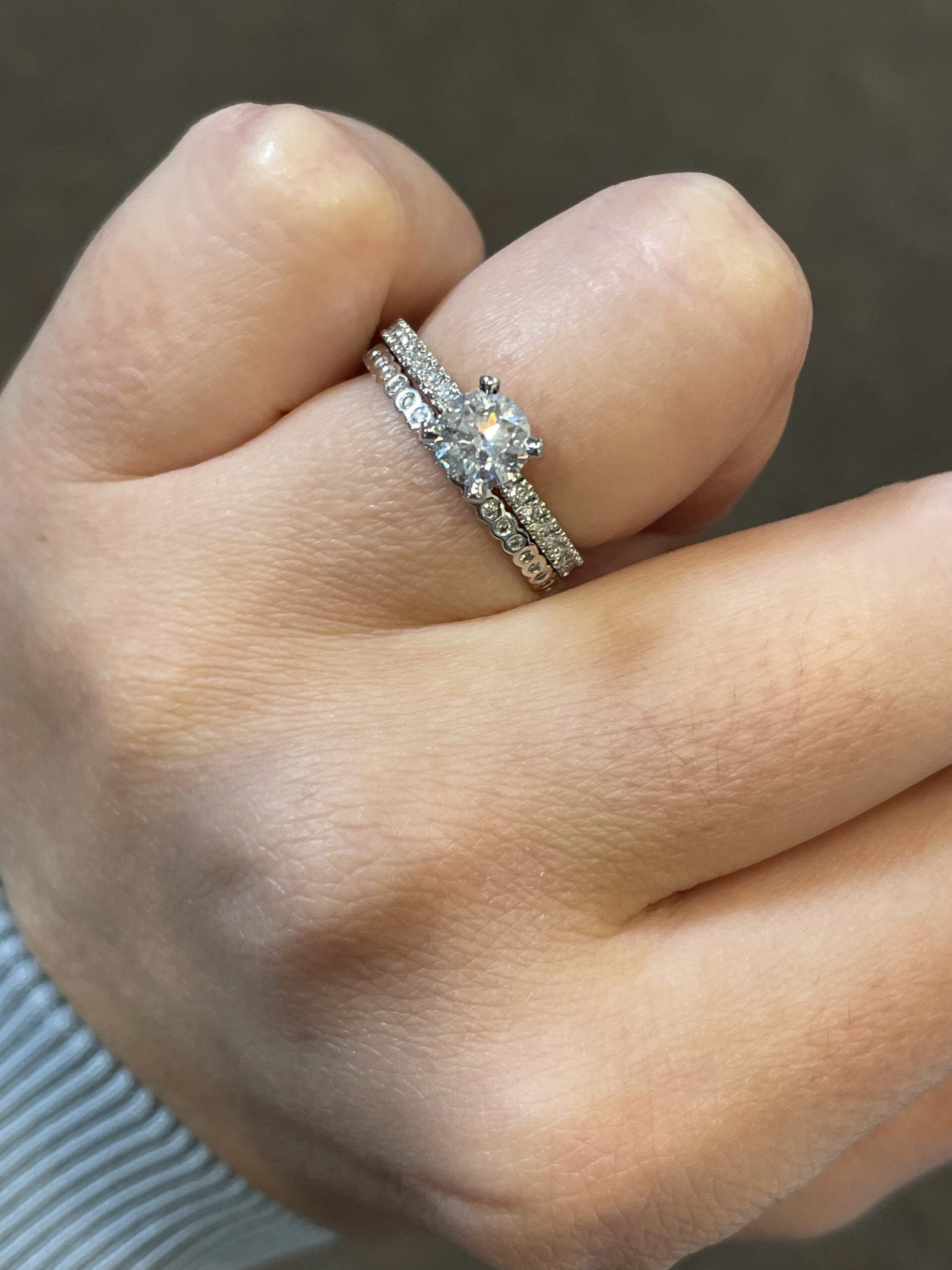 14k White Gold .13 Cttw Genuine Round Brilliant Cut Diamond Delicate Bezel Band - Image 13