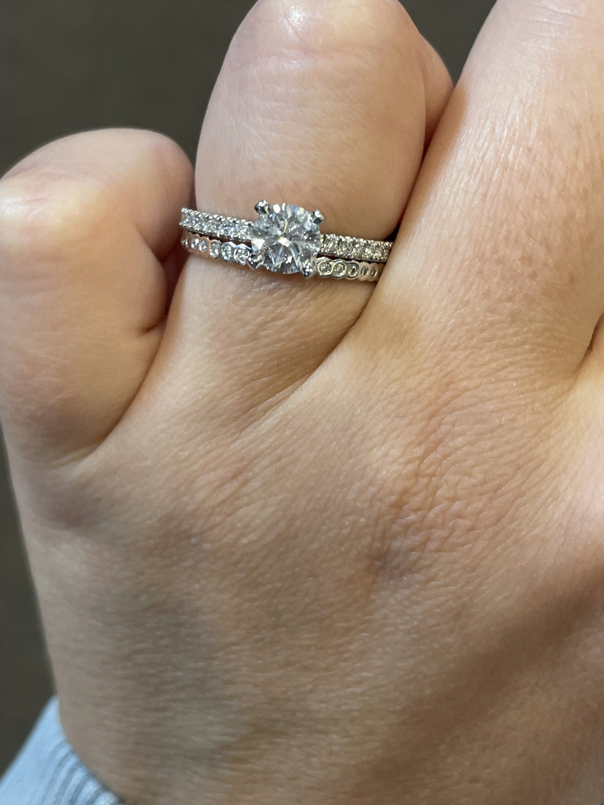 14k White Gold .13 Cttw Genuine Round Brilliant Cut Diamond Delicate Bezel Band - Image 16