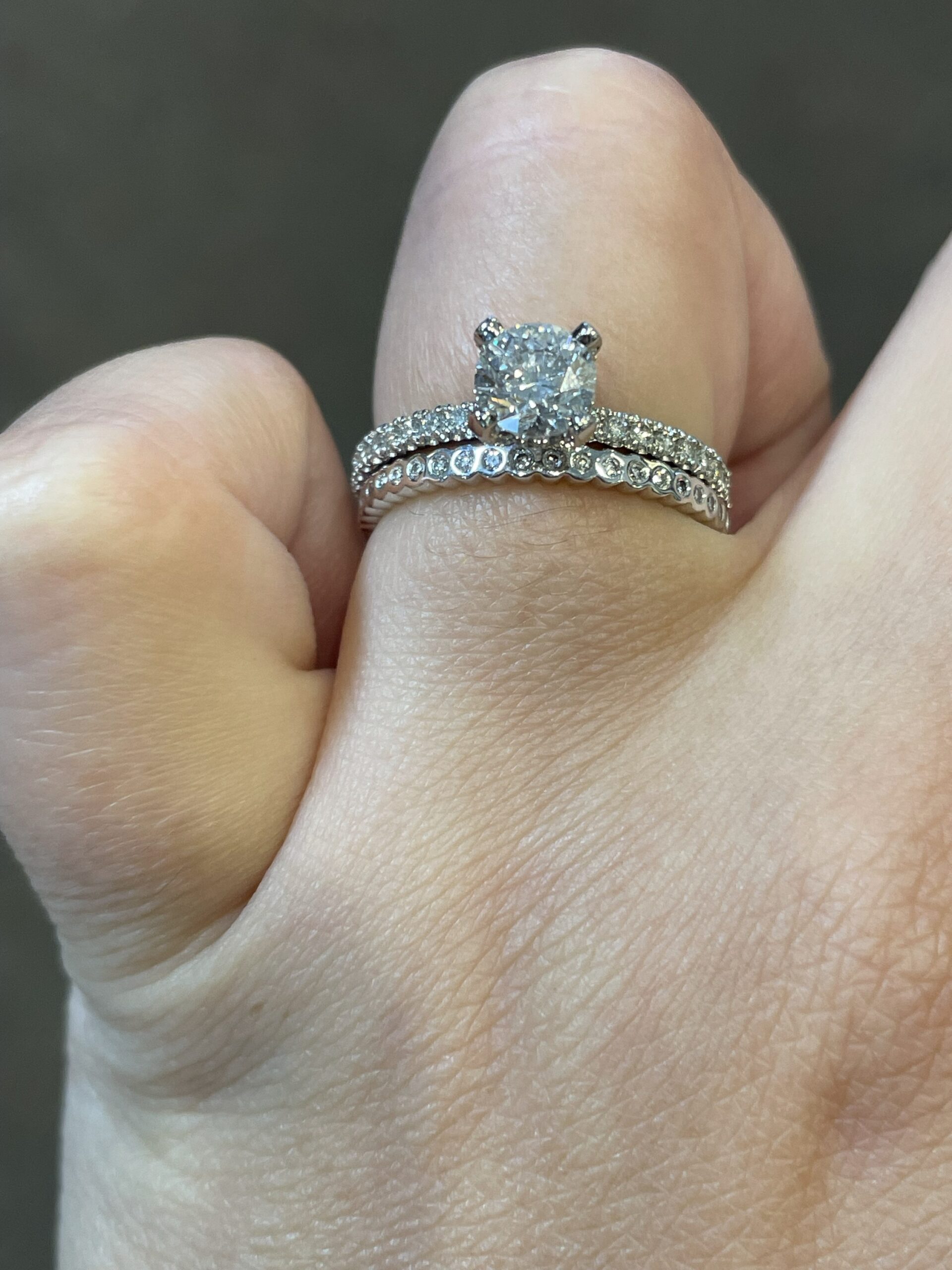 14k White Gold .13 Cttw Genuine Round Brilliant Cut Diamond Delicate Bezel Band - Image 17