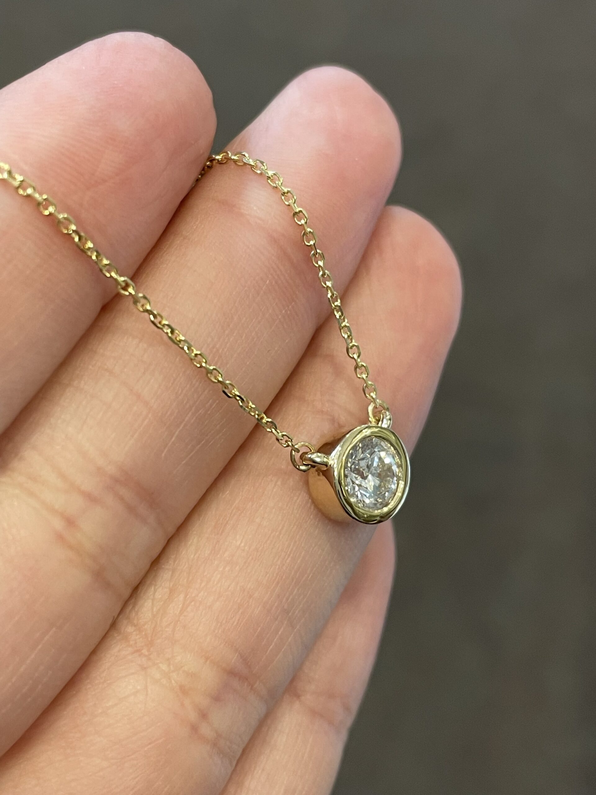 14k Yellow Gold Bezel Set .71 Cttw Round Brilliant Cut Diamond Pendant - Image 4