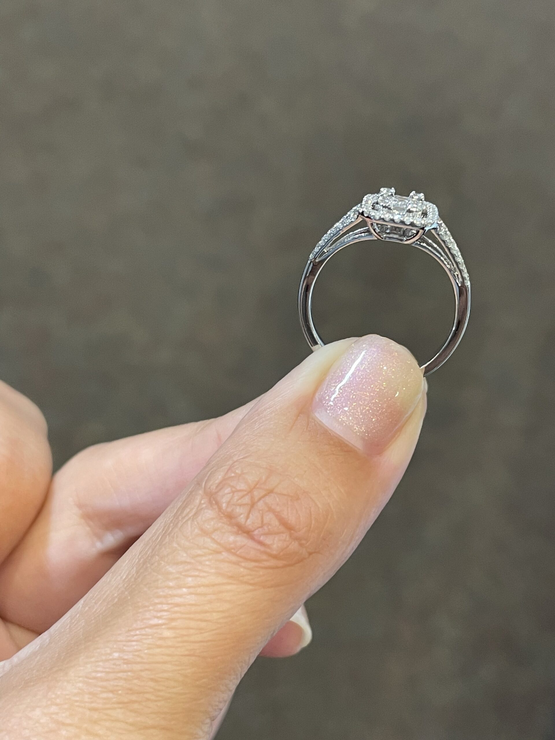 18k White Gold .45 Cttw Round Brilliant Cut Diamond & Diamond Baguette Cluster Ring - Image 11