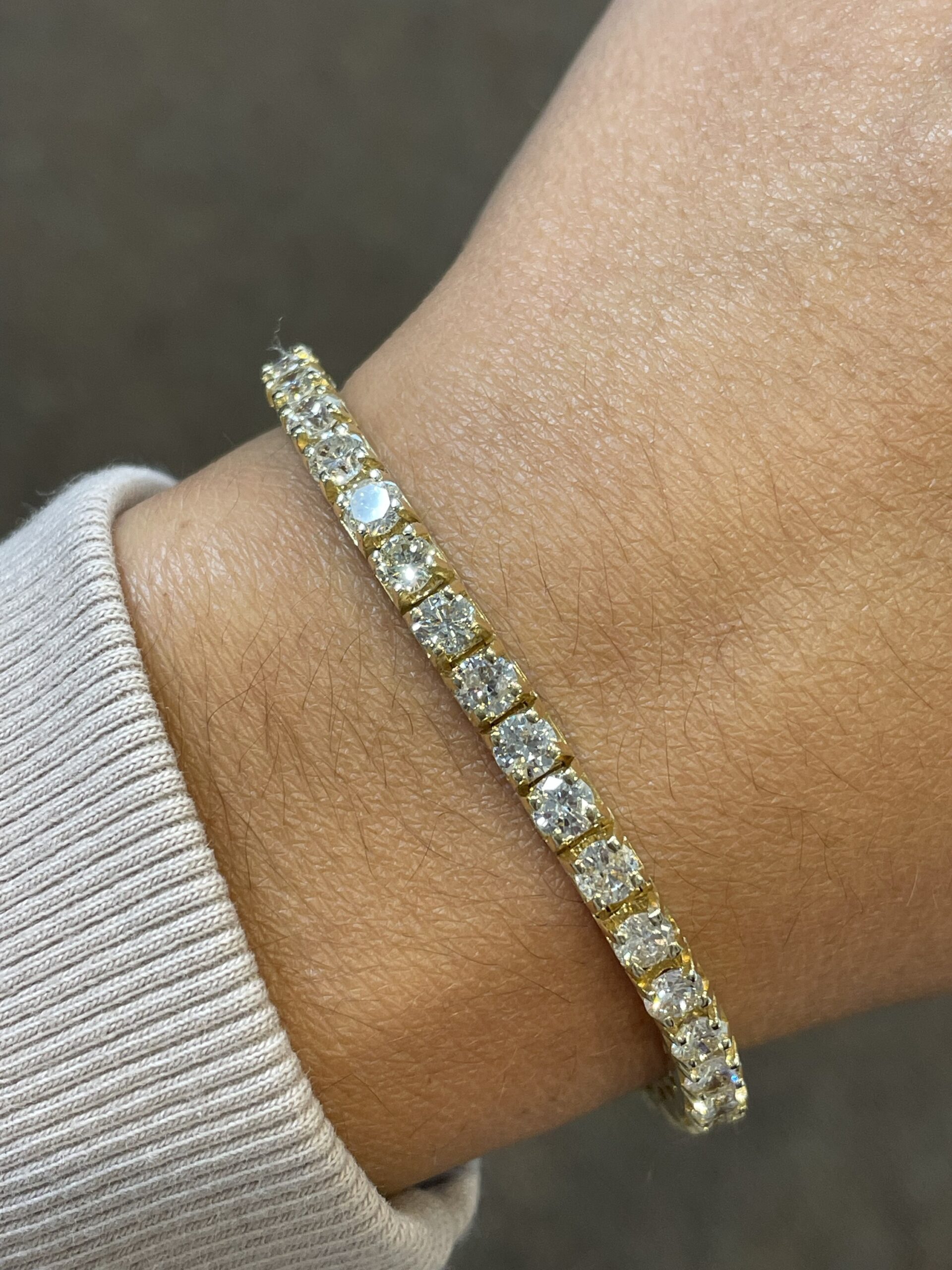 14k Yellow Gold 9.64 Cttw Genuine Round Brilliant Cut Diamond Tennis Bracelet - Image 19