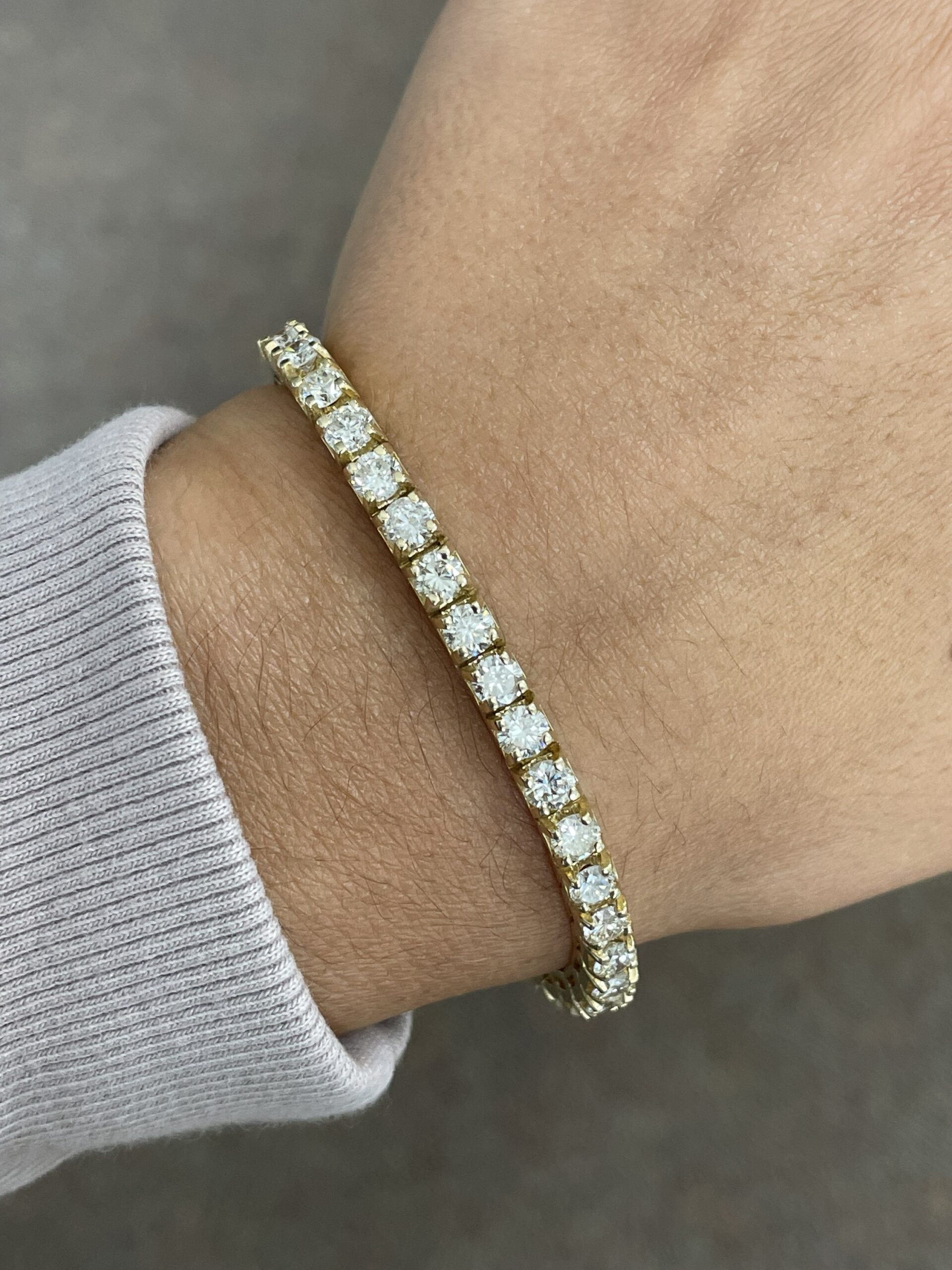 14k Yellow Gold 9.64 Cttw Genuine Round Brilliant Cut Diamond Tennis Bracelet - Image 13