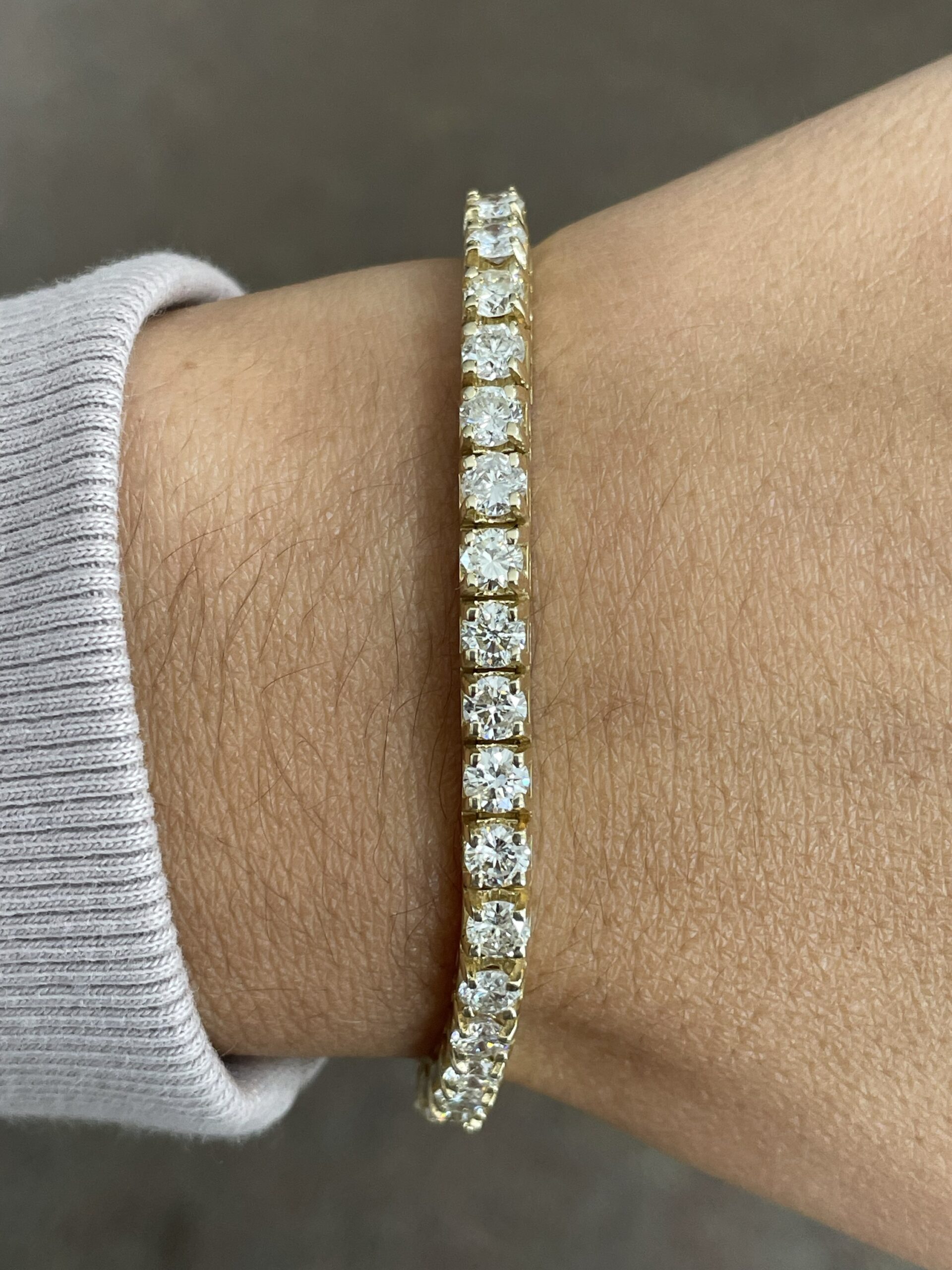 14k Yellow Gold 9.64 Cttw Genuine Round Brilliant Cut Diamond Tennis Bracelet - Image 12