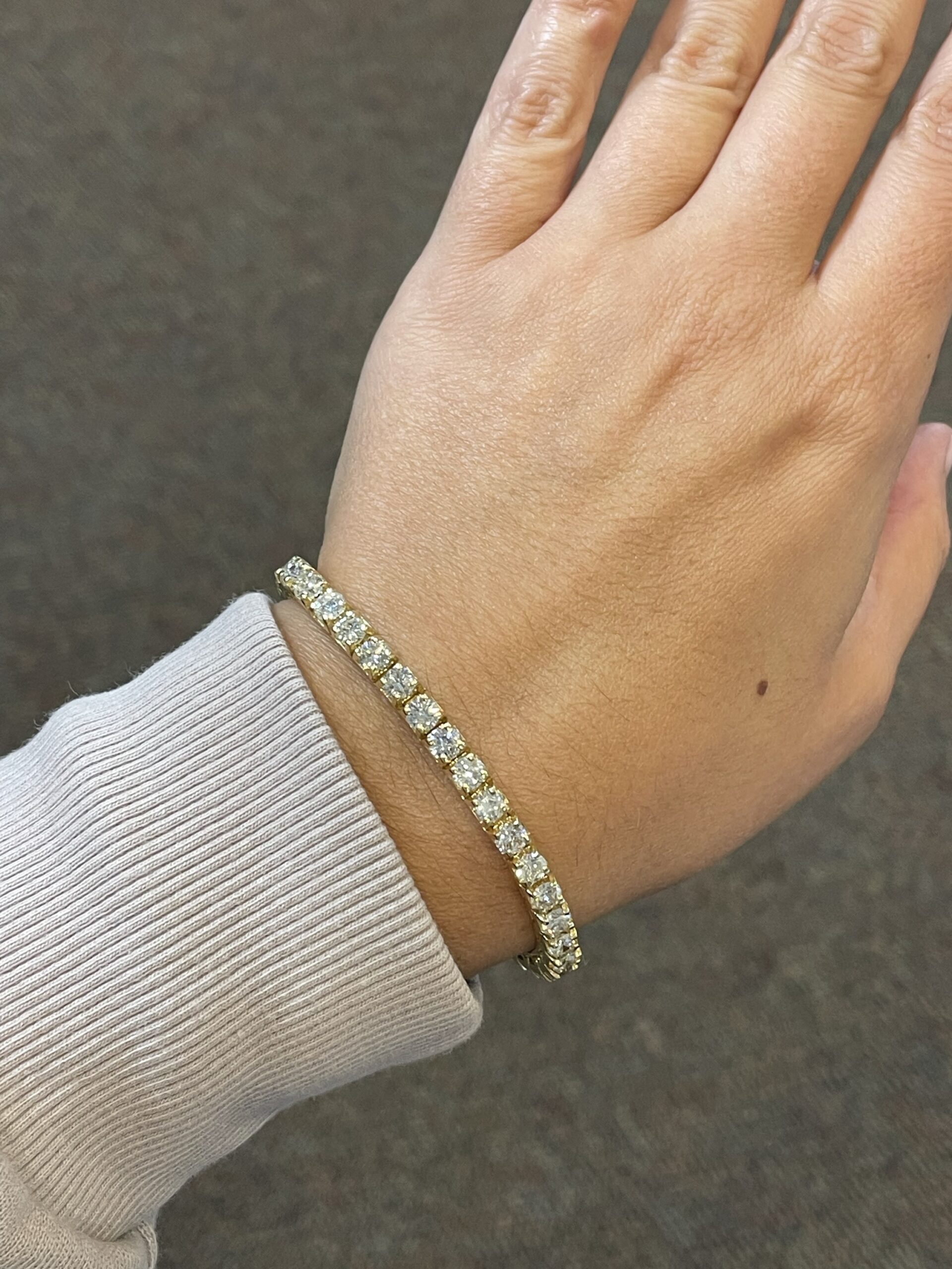 14k Yellow Gold 9.64 Cttw Genuine Round Brilliant Cut Diamond Tennis Bracelet - Image 8