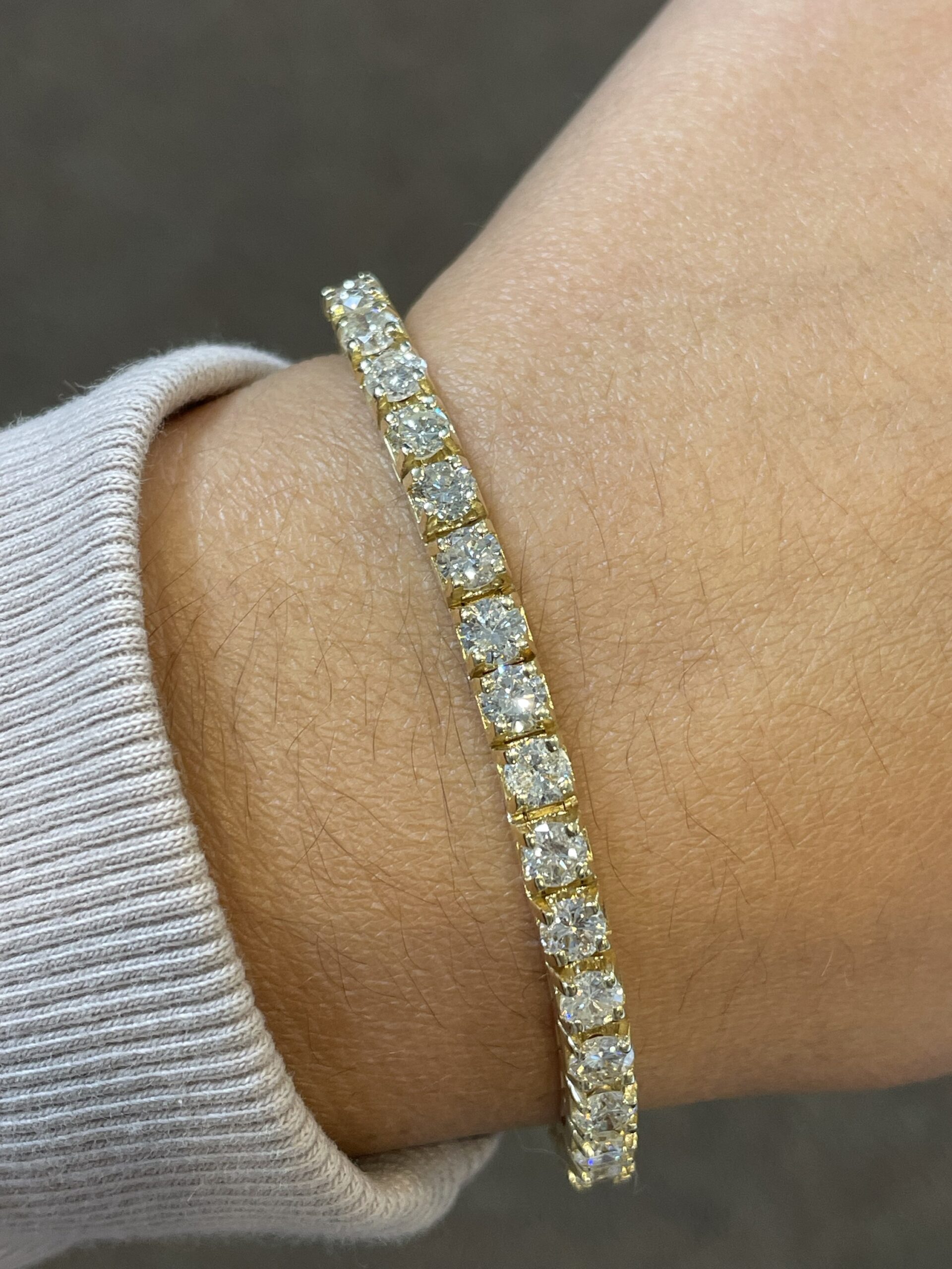 14k Yellow Gold 9.64 Cttw Genuine Round Brilliant Cut Diamond Tennis Bracelet - Image 21