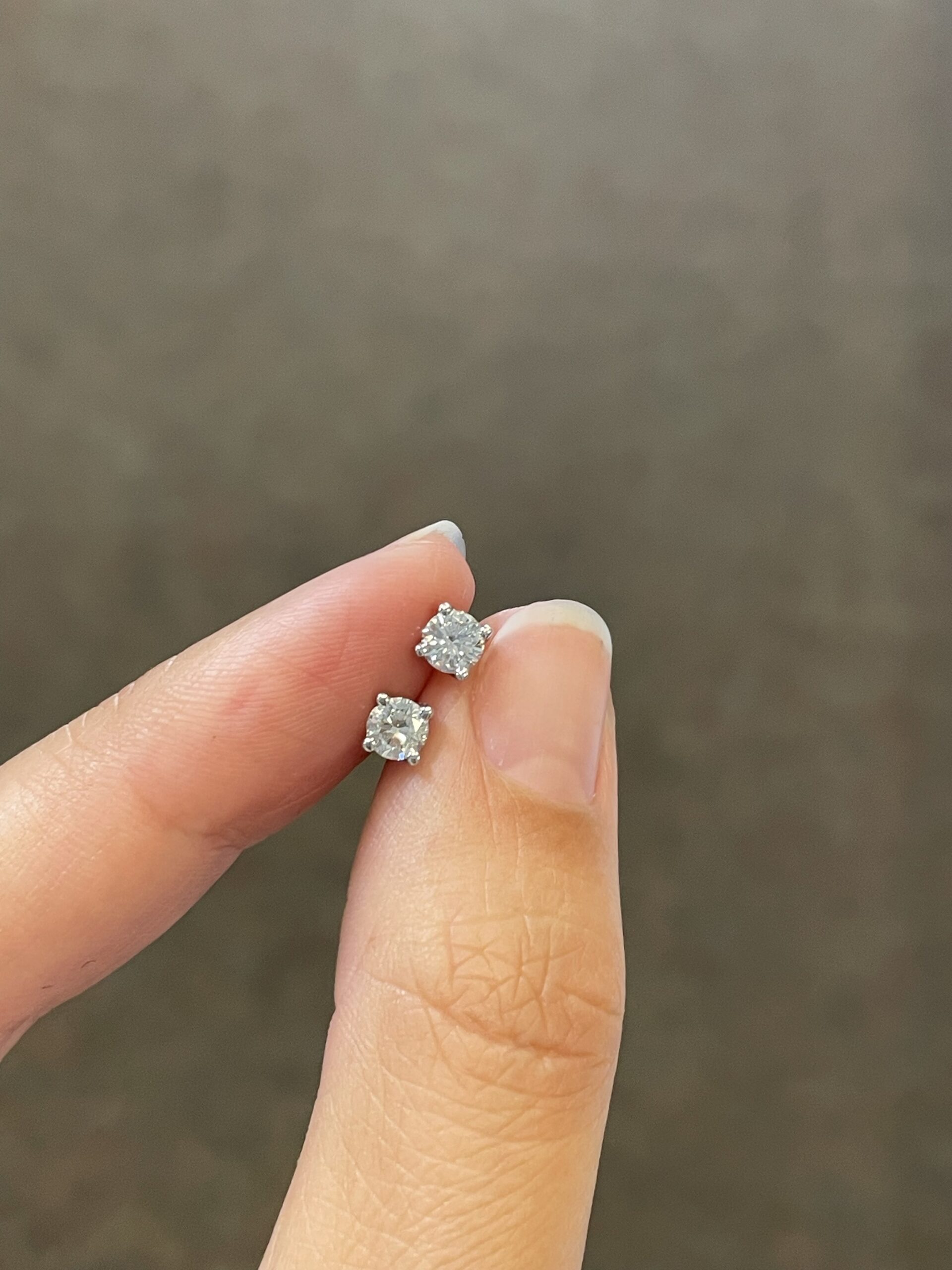 14k White Gold .52 Cttw Genuine Round Brilliant Cut Diamond Stud Earrings - Image 2