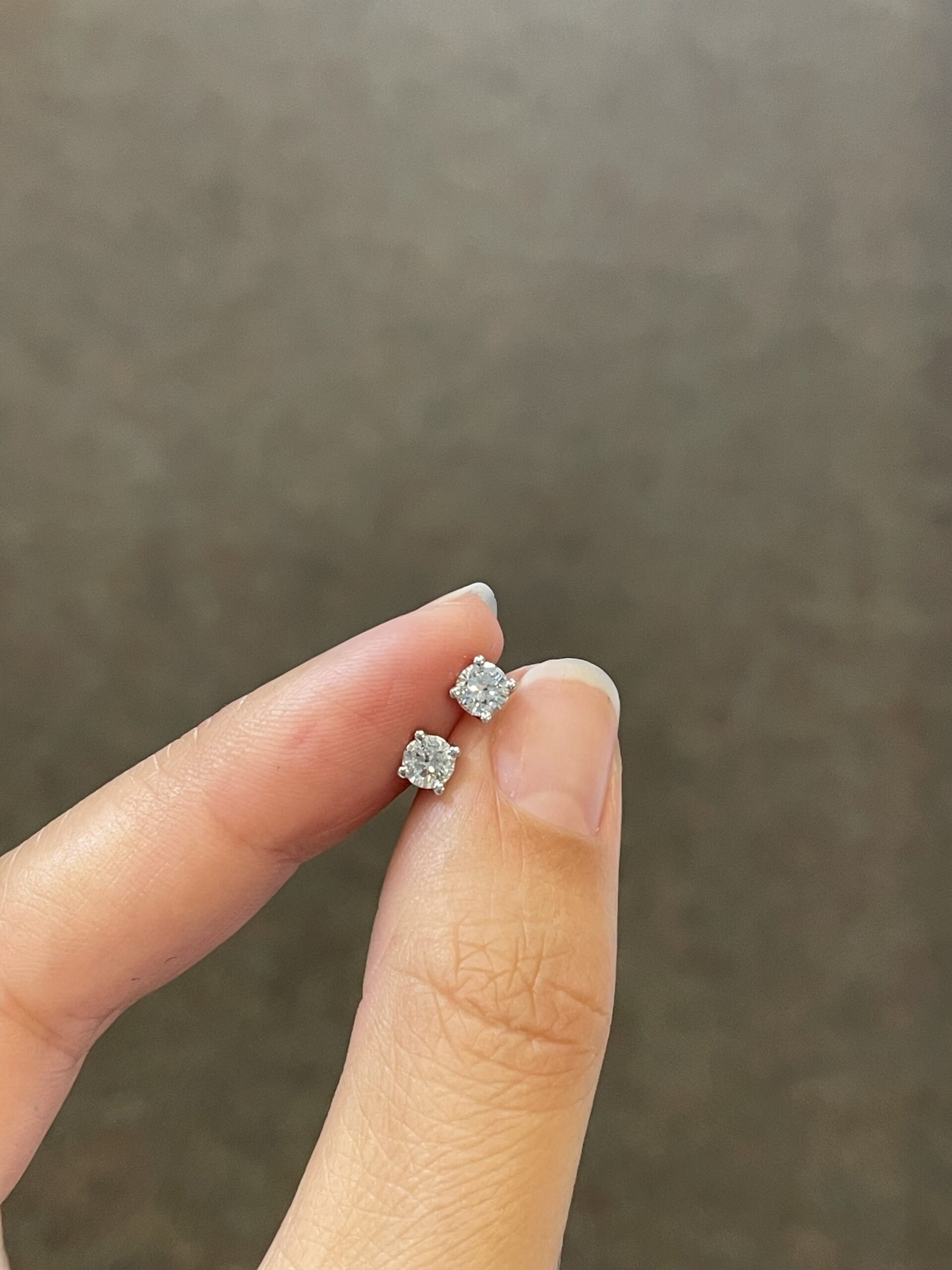 14k White Gold .52 Cttw Genuine Round Brilliant Cut Diamond Stud Earrings - Image 3