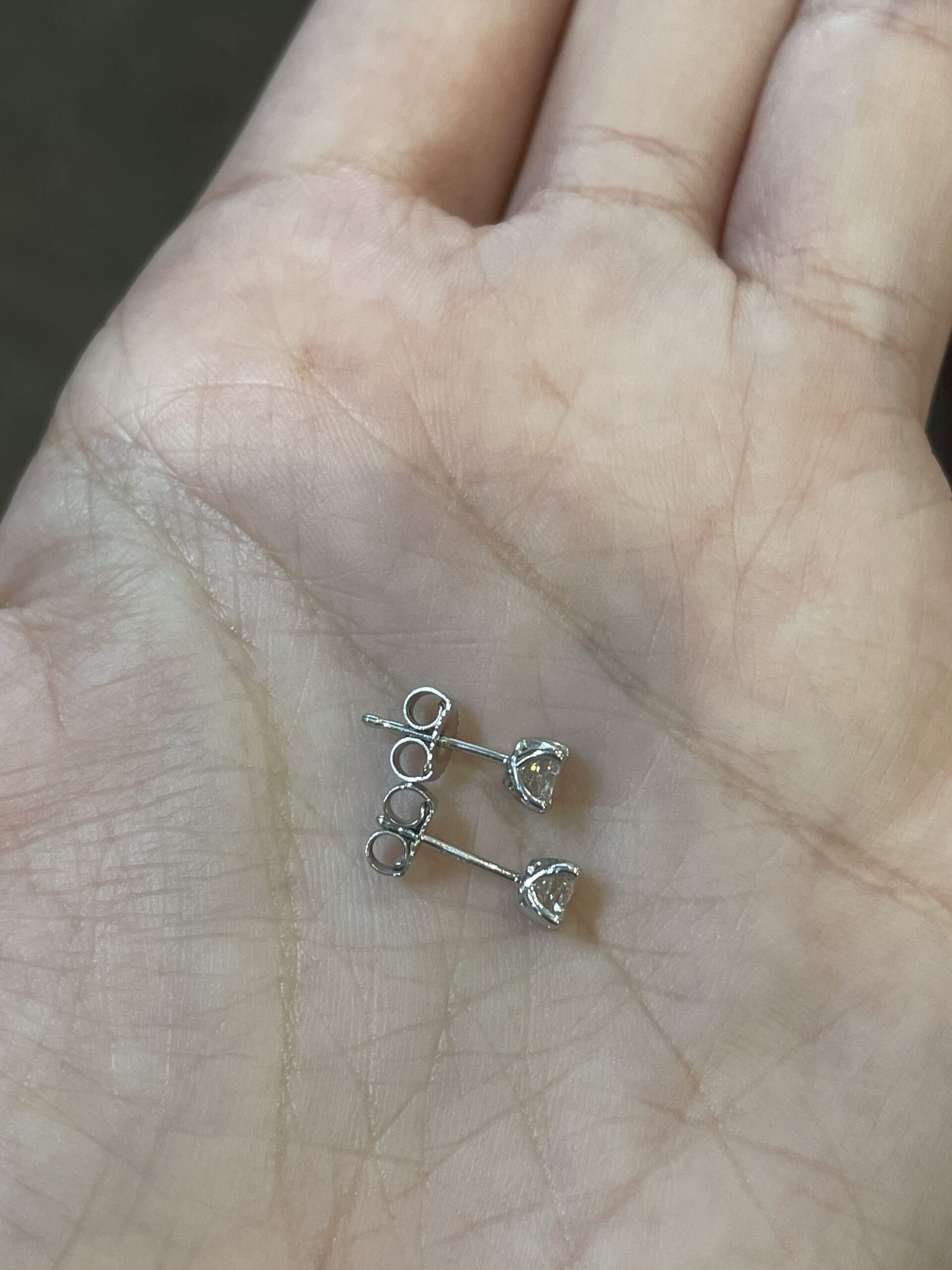 14k White Gold .52 Cttw Genuine Round Brilliant Cut Diamond Stud Earrings - Image 4