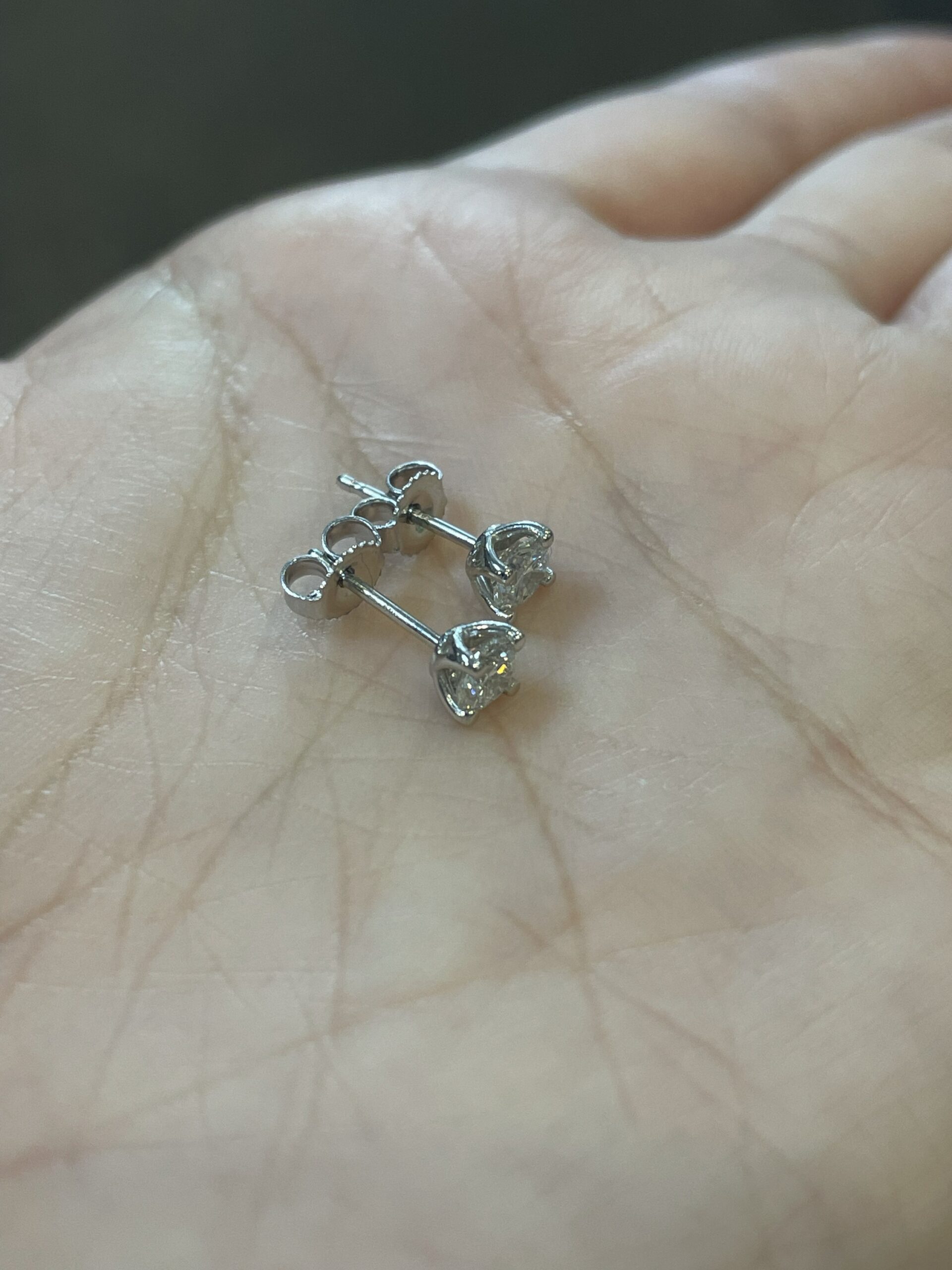 14k White Gold .52 Cttw Genuine Round Brilliant Cut Diamond Stud Earrings - Image 5