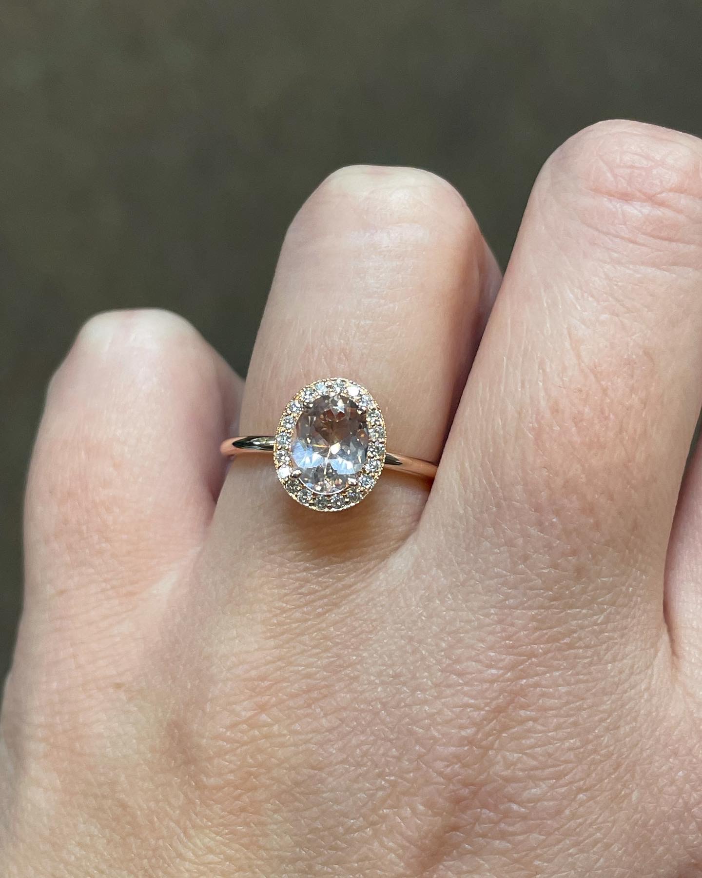 14k Rose Gold Genuine 1.07 Cttw Oval Shaped Morganite & Diamond Halo Ring With Tubular Shank - Image 17