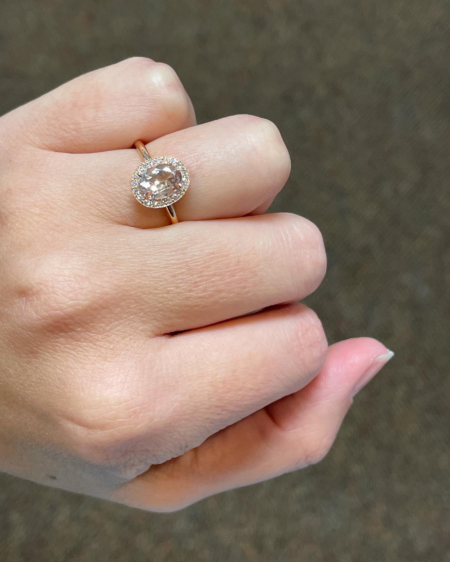 14k Rose Gold Genuine 1.07 Cttw Oval Shaped Morganite & Diamond Halo Ring With Tubular Shank - Image 16