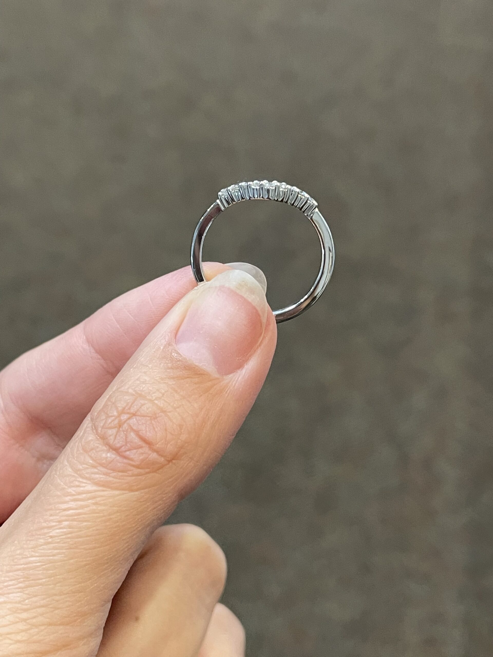 14k White Gold 9 Stone Genuine .16 Cttw Round Brilliant Cut Diamond Prong Set Curved Wedding Band - Image 17