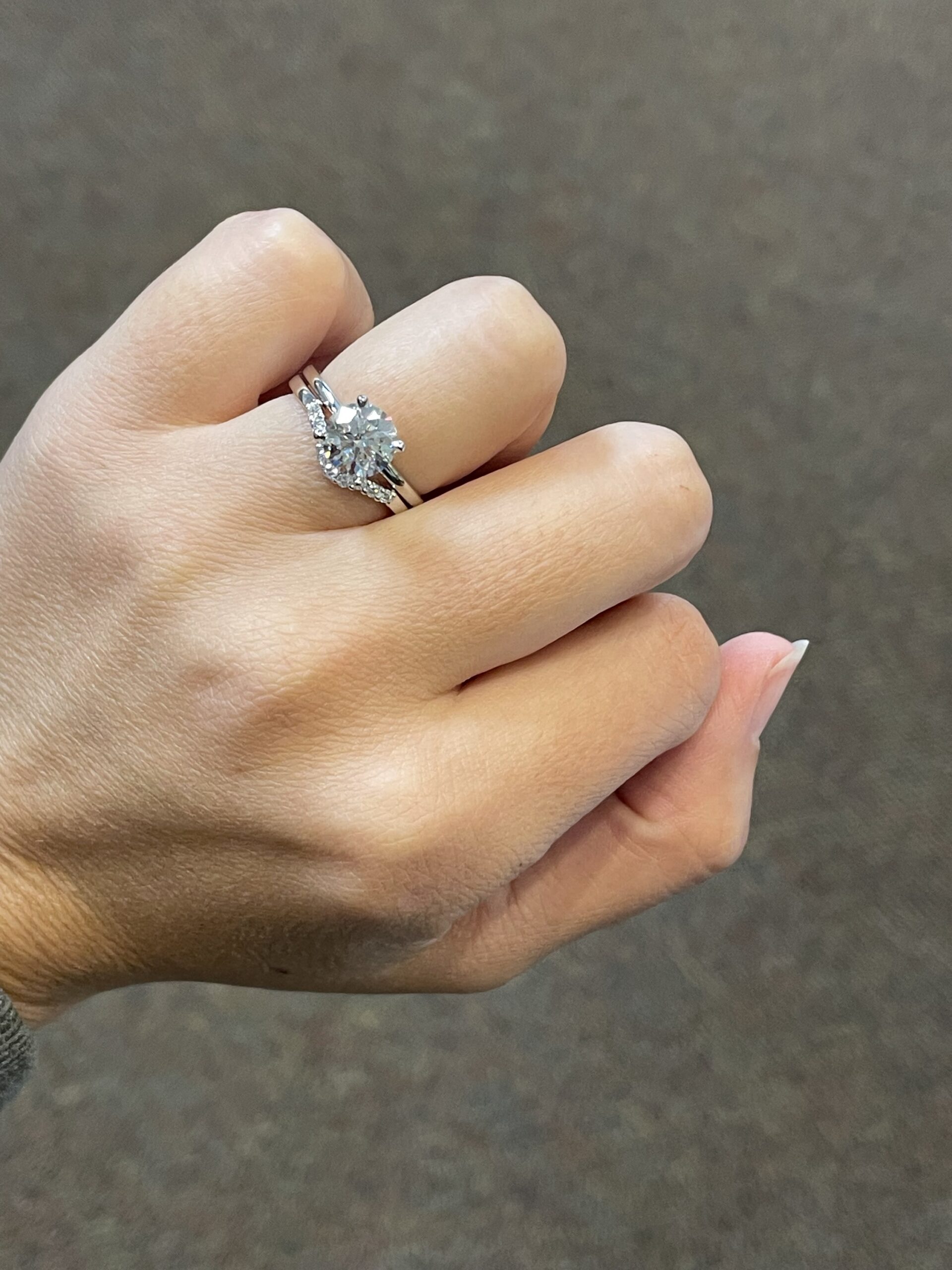 14k White Gold 9 Stone Genuine .16 Cttw Round Brilliant Cut Diamond Prong Set Curved Wedding Band - Image 18