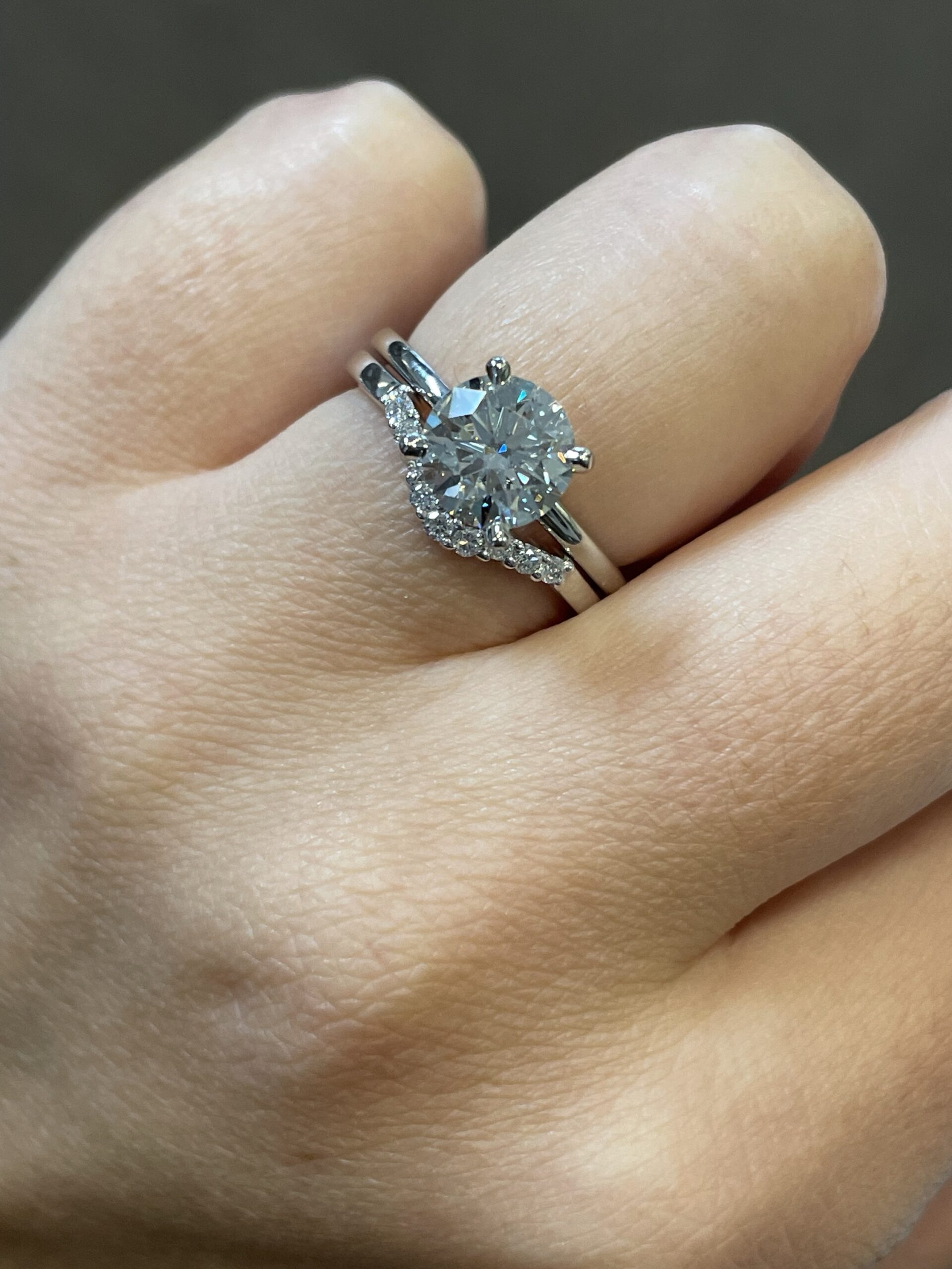 14k White Gold 9 Stone Genuine .16 Cttw Round Brilliant Cut Diamond Prong Set Curved Wedding Band - Image 21