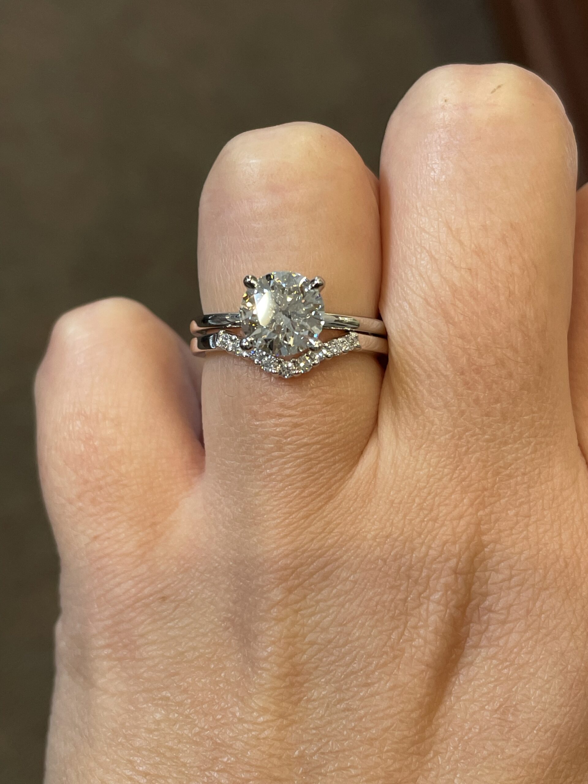 14k White Gold 9 Stone Genuine .16 Cttw Round Brilliant Cut Diamond Prong Set Curved Wedding Band - Image 23