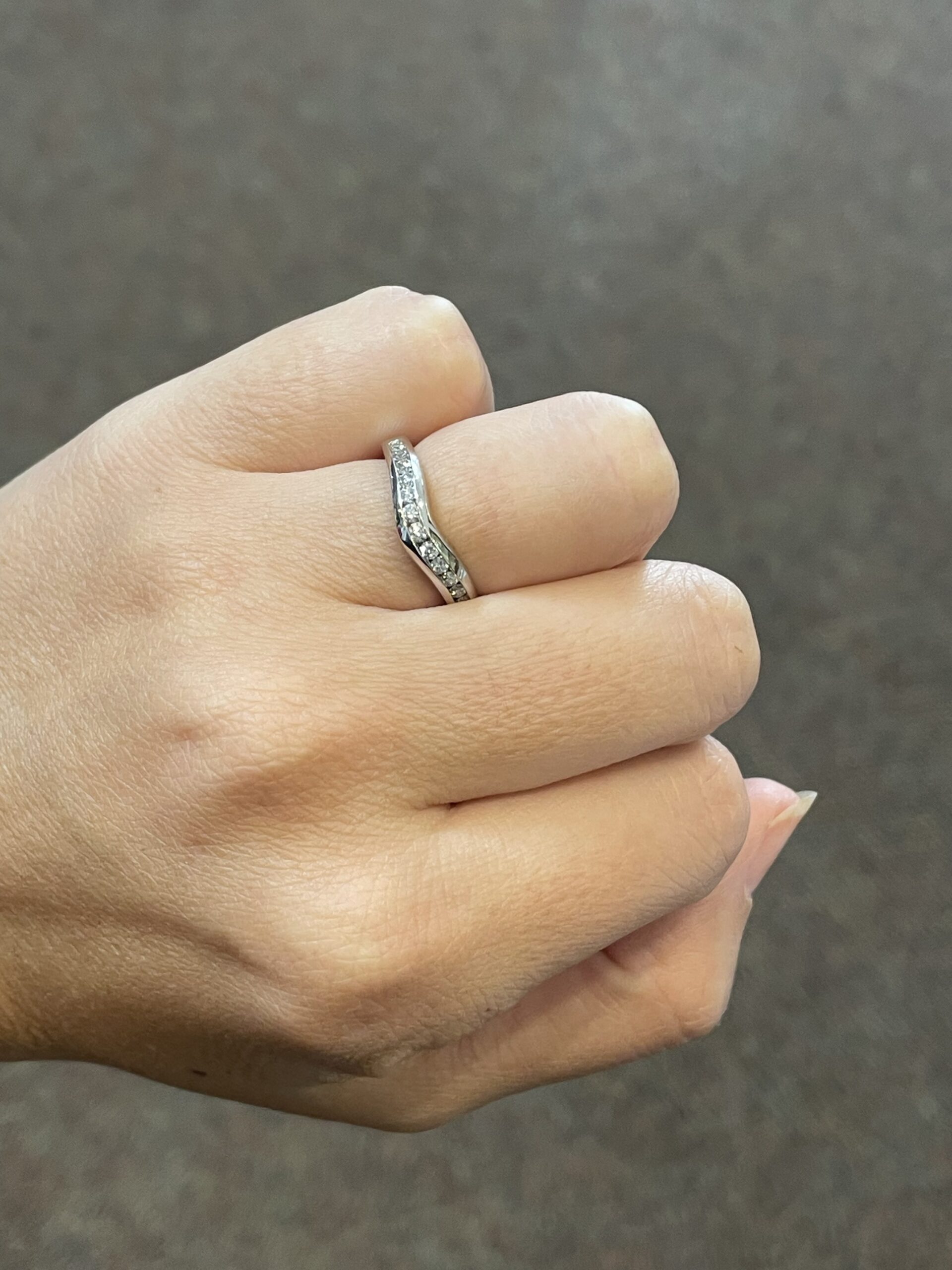 Platinum Curved 13 Stone Genuine .33 Cttw Round Brilliant Cut Diamond Channel Set Band - Image 23