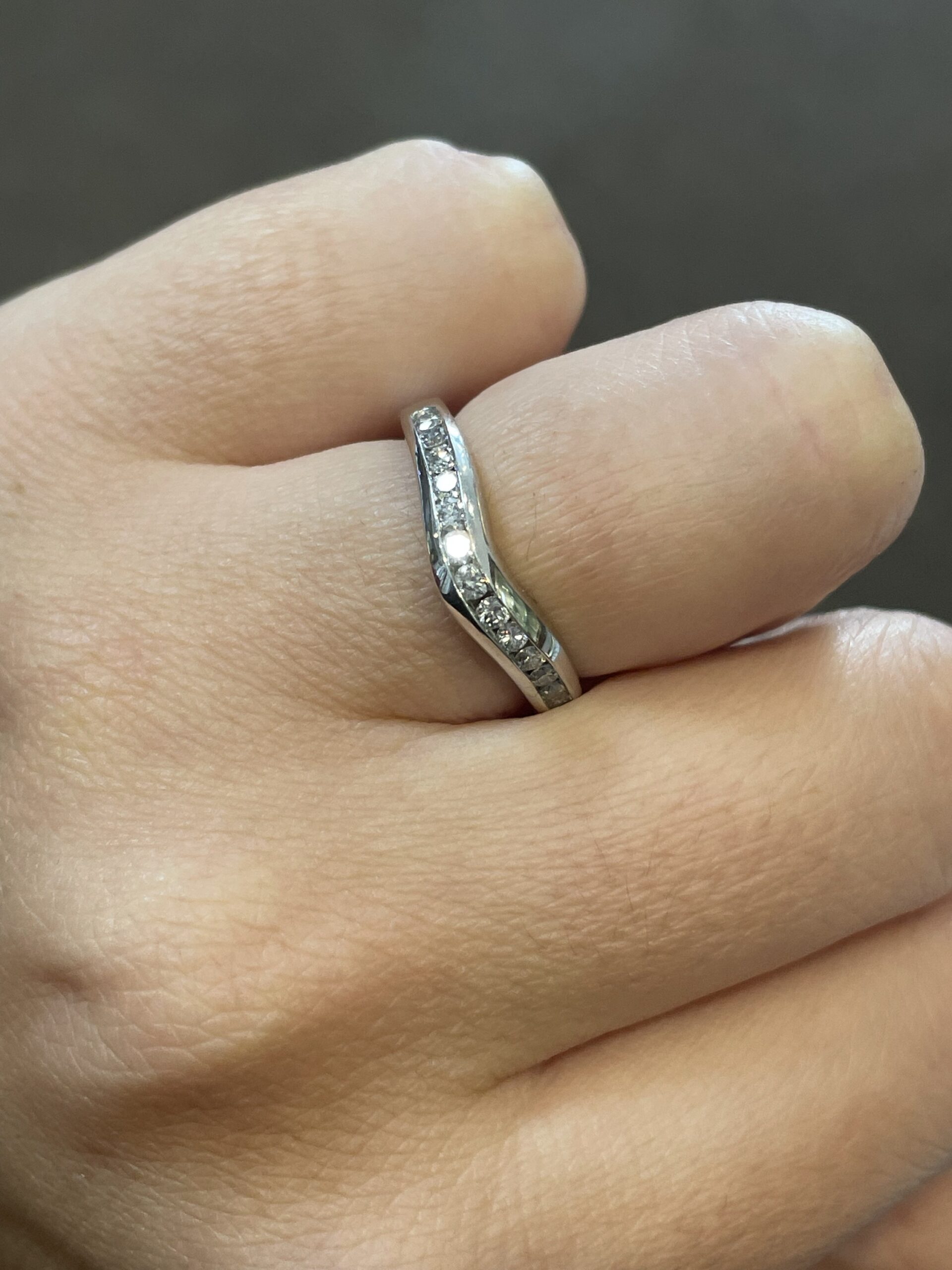 Platinum Curved 13 Stone Genuine .33 Cttw Round Brilliant Cut Diamond Channel Set Band - Image 22